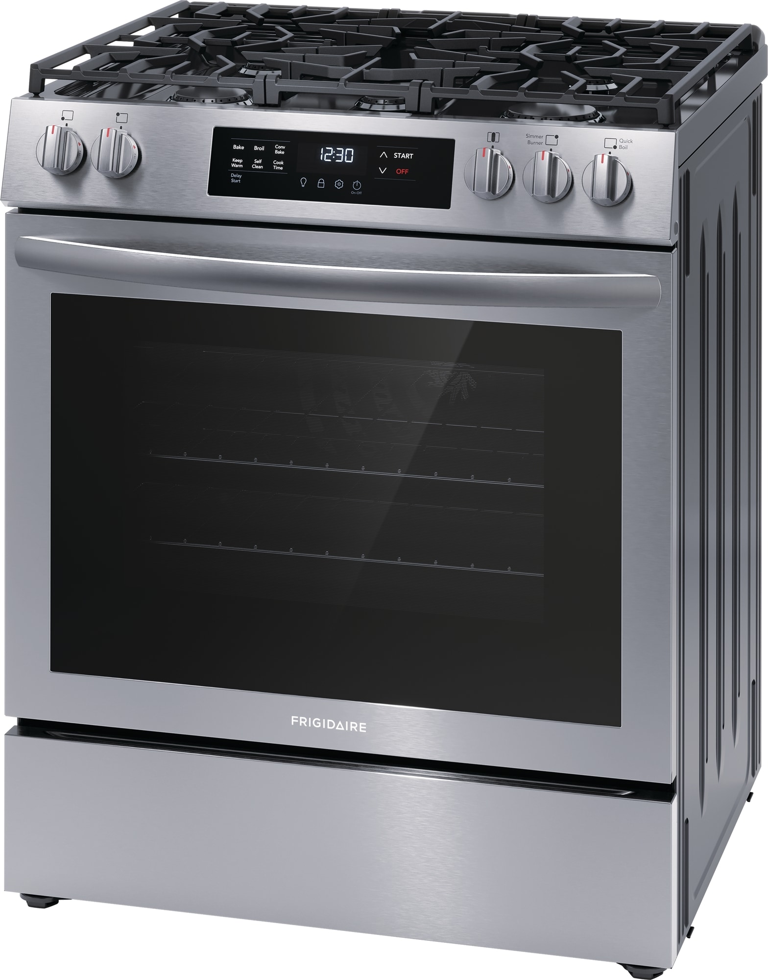 Frigidaire 30-in 5 burners 5.1-cu ft Convection Oven Slide-In Natural Gas Range ( Stainless steel )