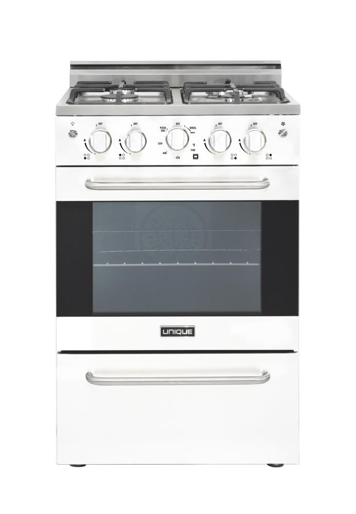 UNIQUE Prestige 24-in 4 burners 2.3-cu ft Convection Oven Freestanding Natural Gas Range ( White )