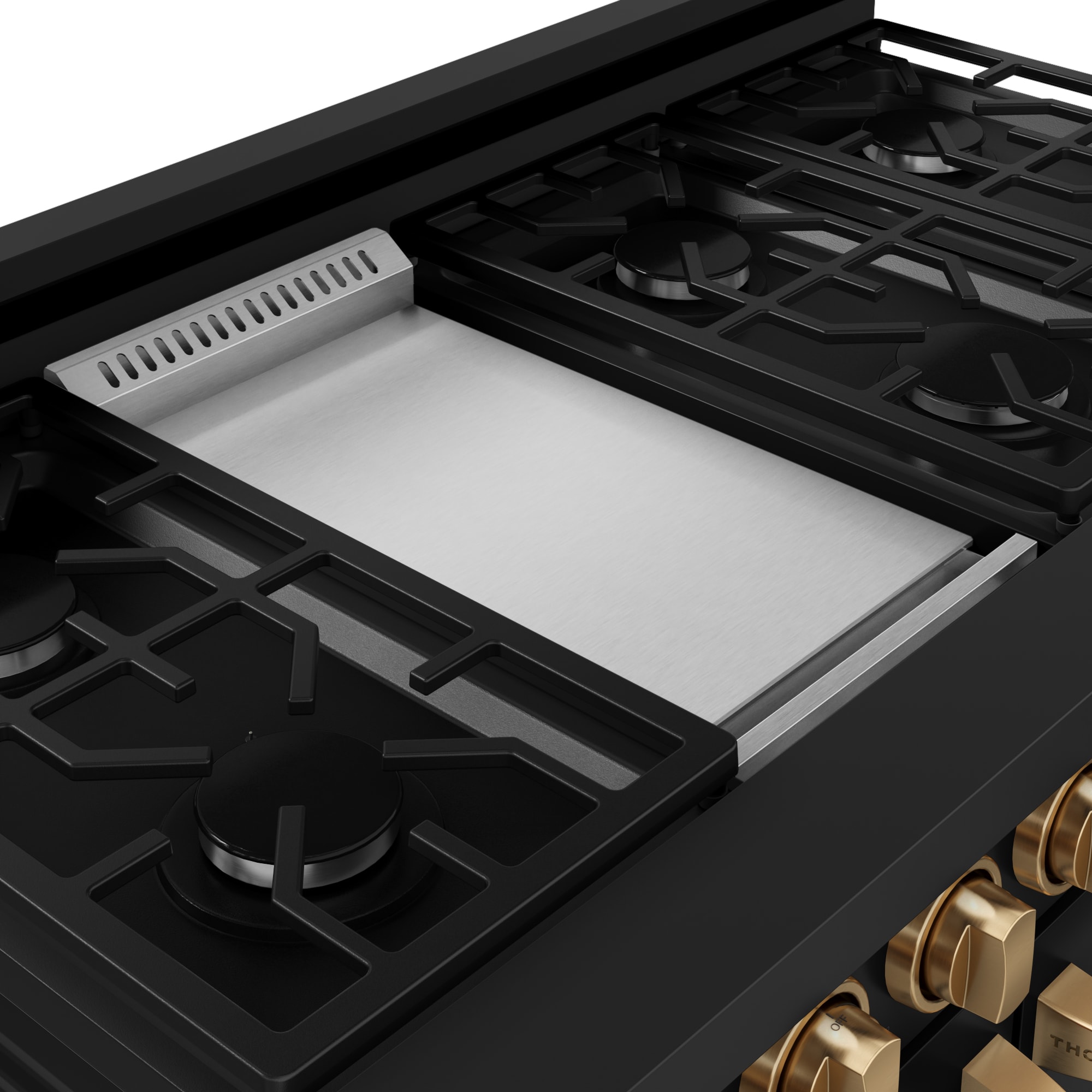 Thor Kitchen Gordon Ramsay Series 48-in 7 burners 4.6-cu ft / 2.2-cu ft Convection Oven Freestanding Double Oven Gas Range ( Matte Black with Bronze Accents )