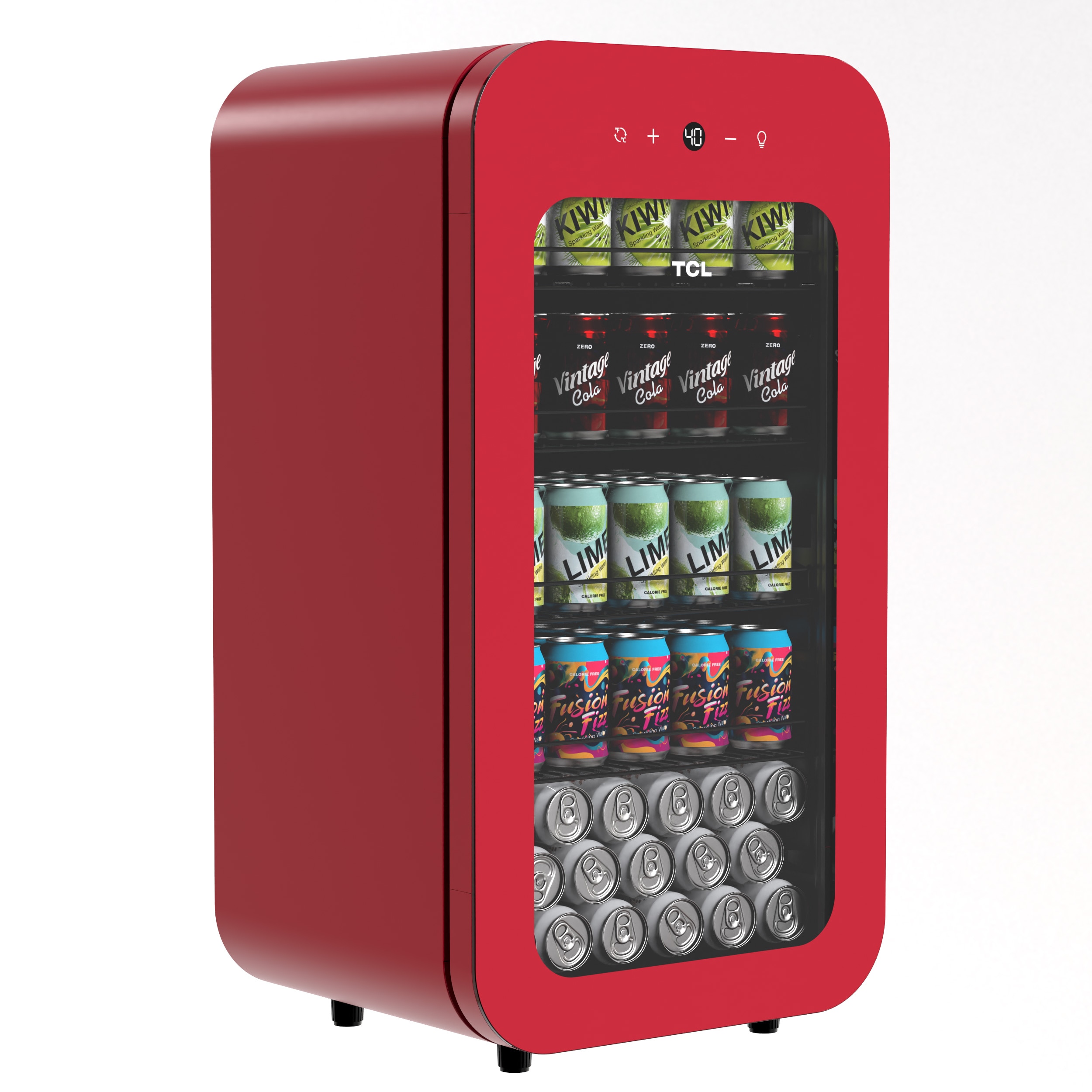 TCL TCL 17.7-in W 94 -Can Capacity Red Freestanding Indoor Beverage Refrigerator with Glass Door