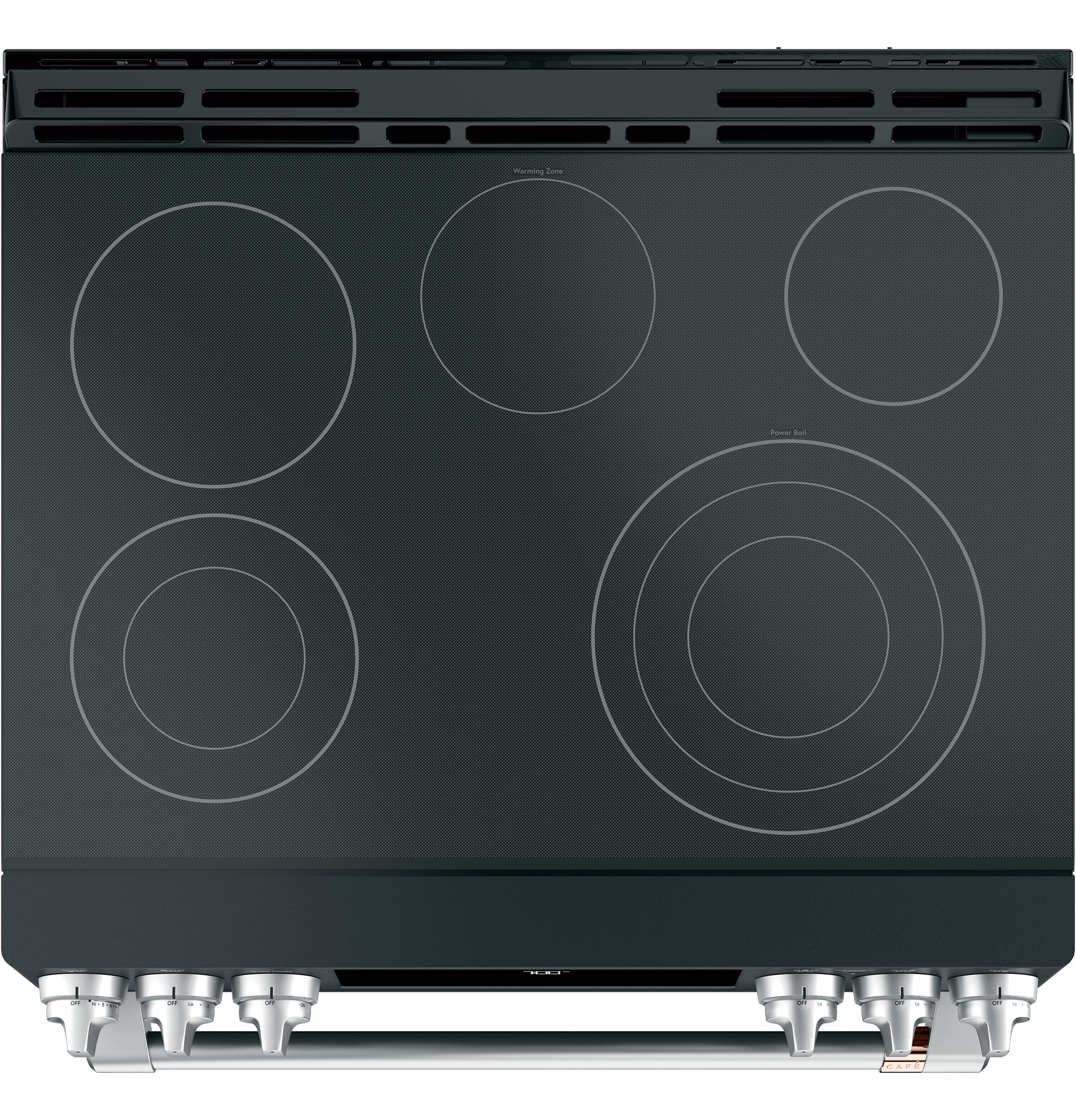 Cafe 30-in Glass Top 5 burners 5.7-cu ft Air Fry Convection Oven Slide-In Electric Range ( Matte Black )