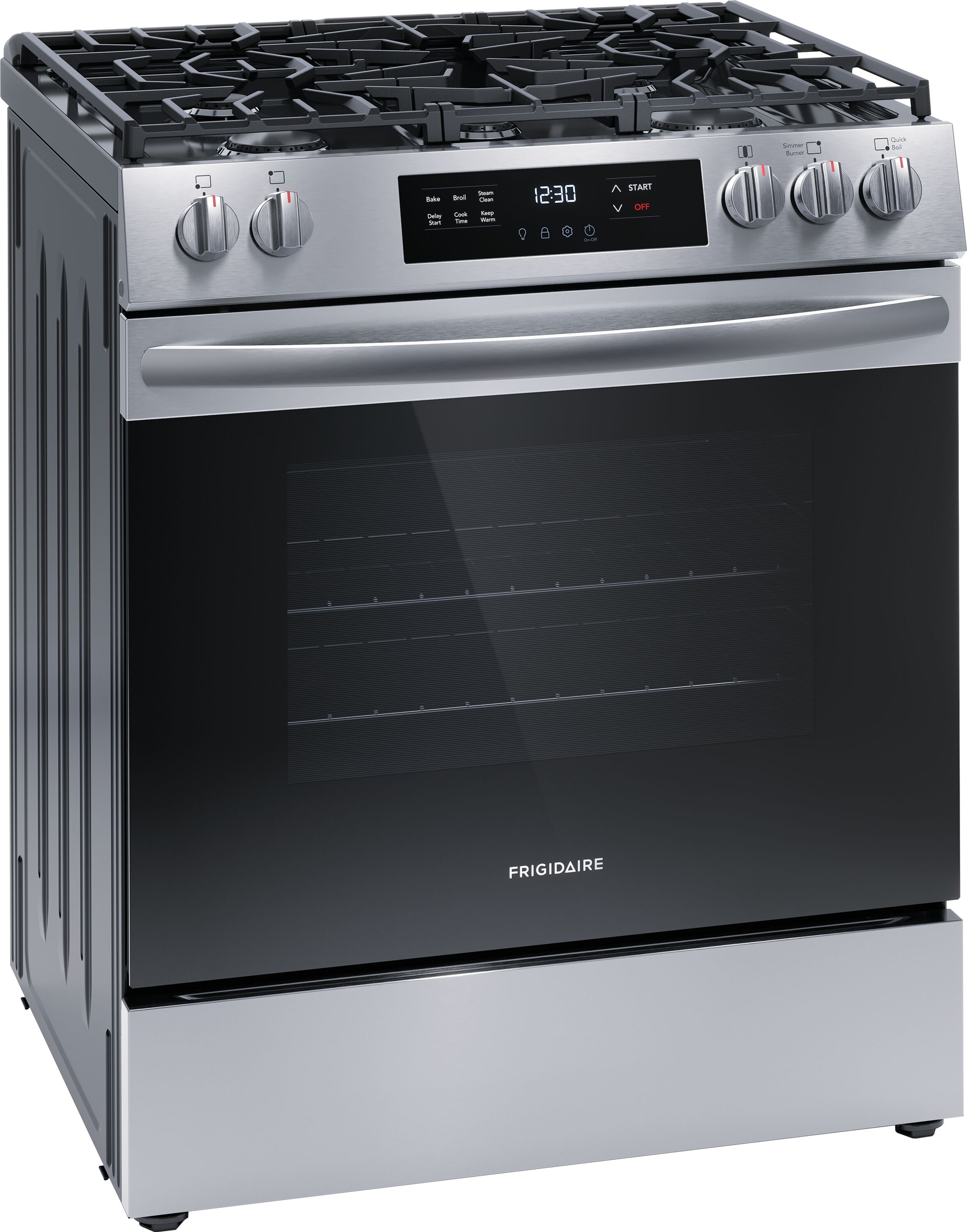 Frigidaire 30-in 5 burners 5.1-cu ft Slide-In Natural Gas Range ( Stainless steel )