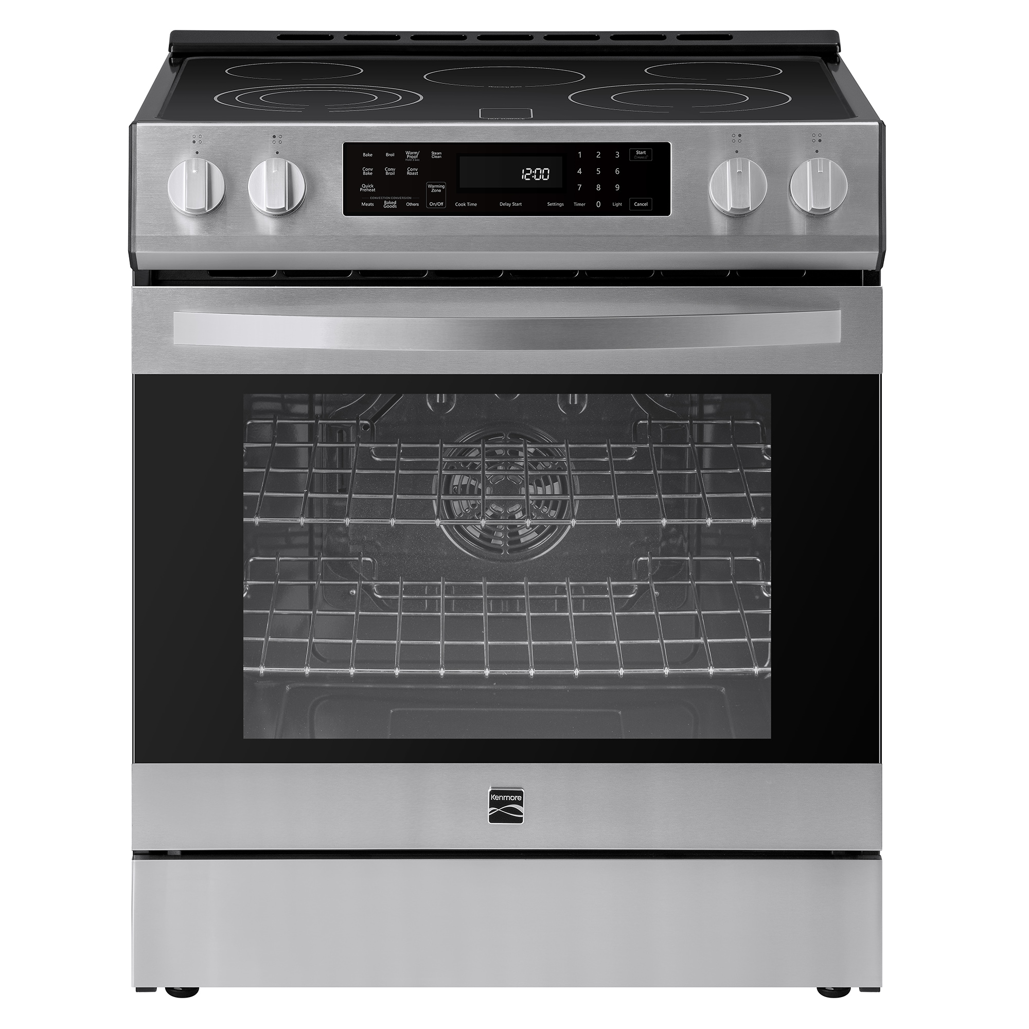 Kenmore 30-in Glass Top 5 burners 5.6-cu ft Convection Oven Freestanding Electric Range with WipeClean Coating ( Stainless Steel )
