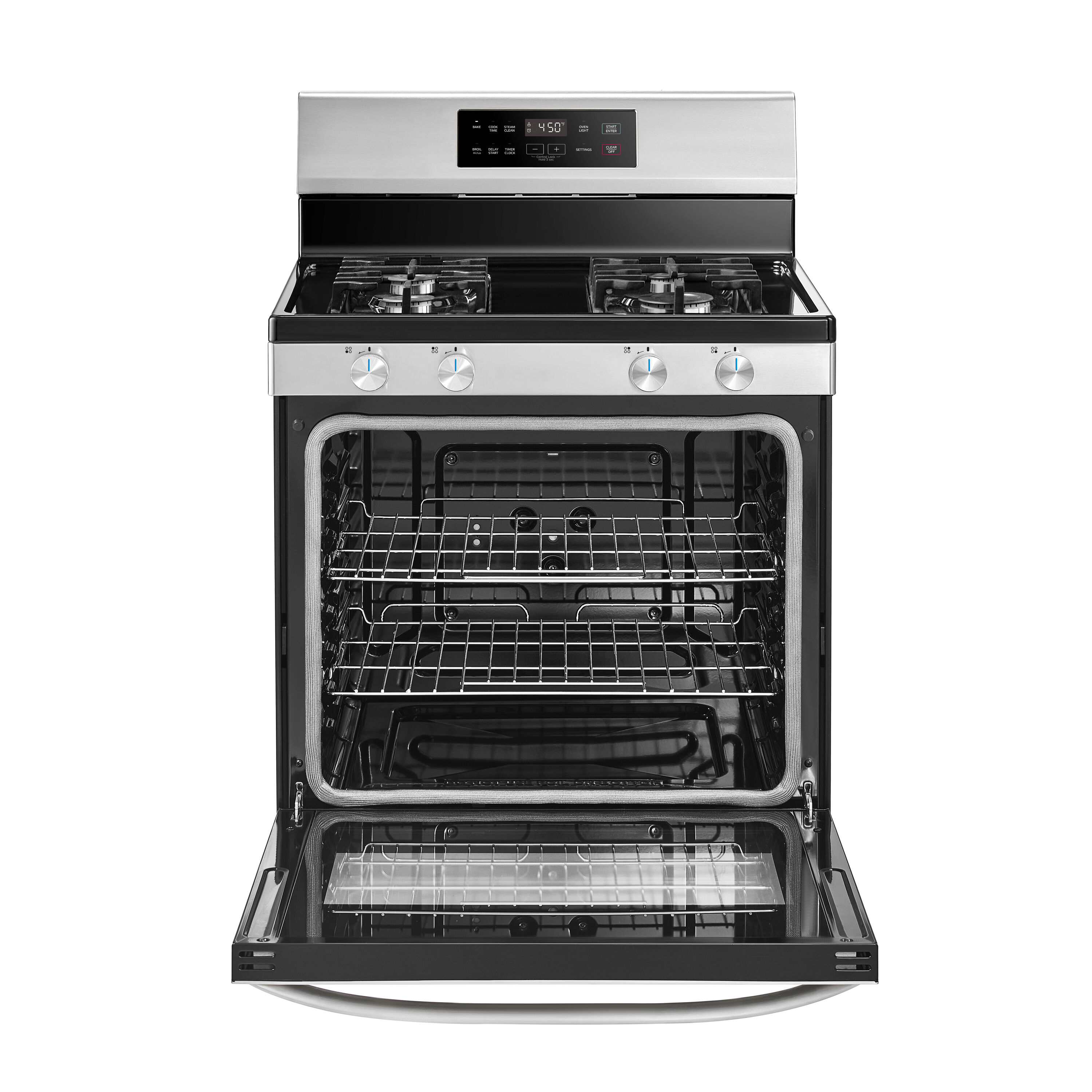 Midea 30-in 4 burners 6.1-cu ft Freestanding Natural Gas Range ( Stainless steel )