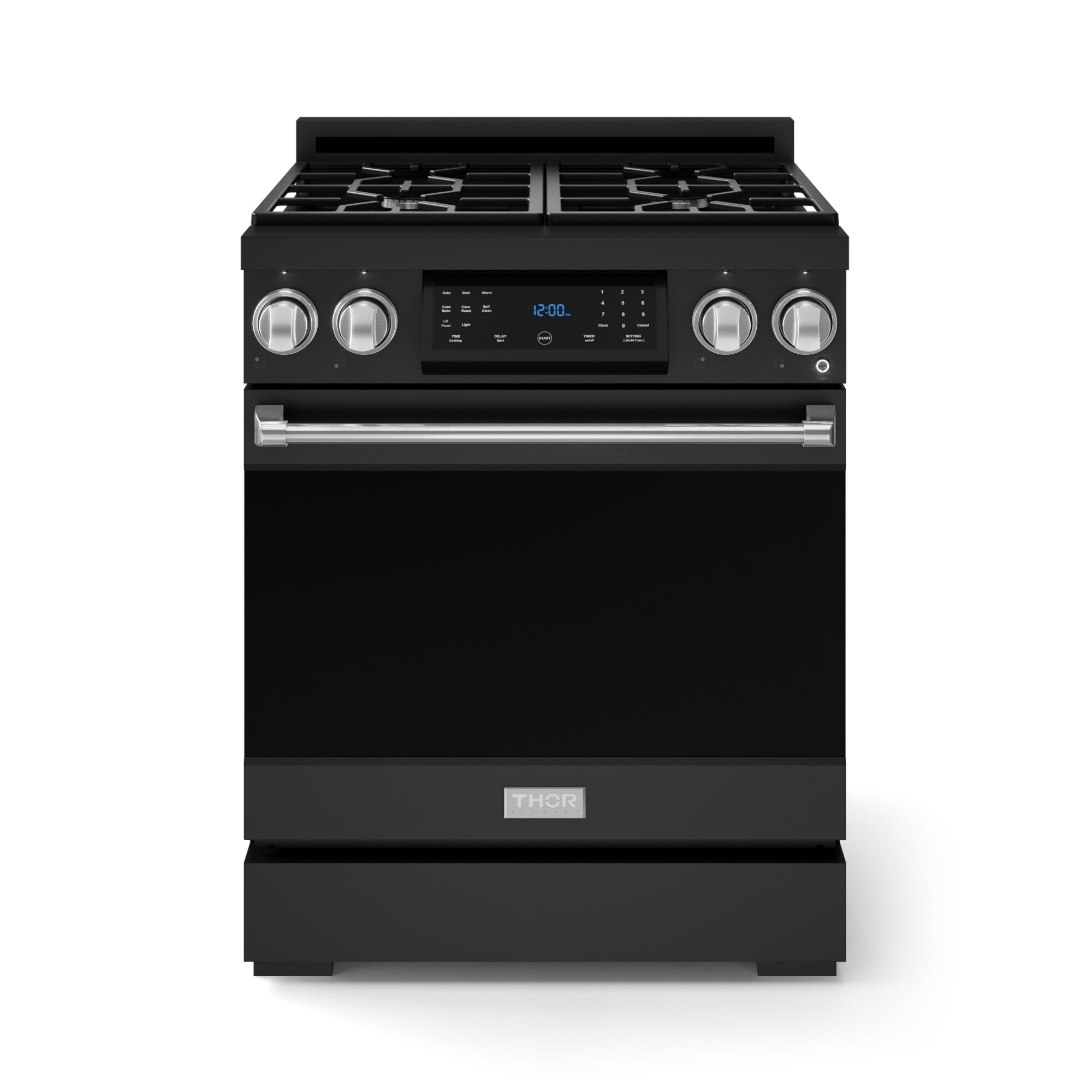 Thor Kitchen Gordon Ramsay Series 30-in 4 burners 4.55-cu ft Convection Oven Freestanding Natural Gas Range ( Matte Black with Stainless Steel Accents )