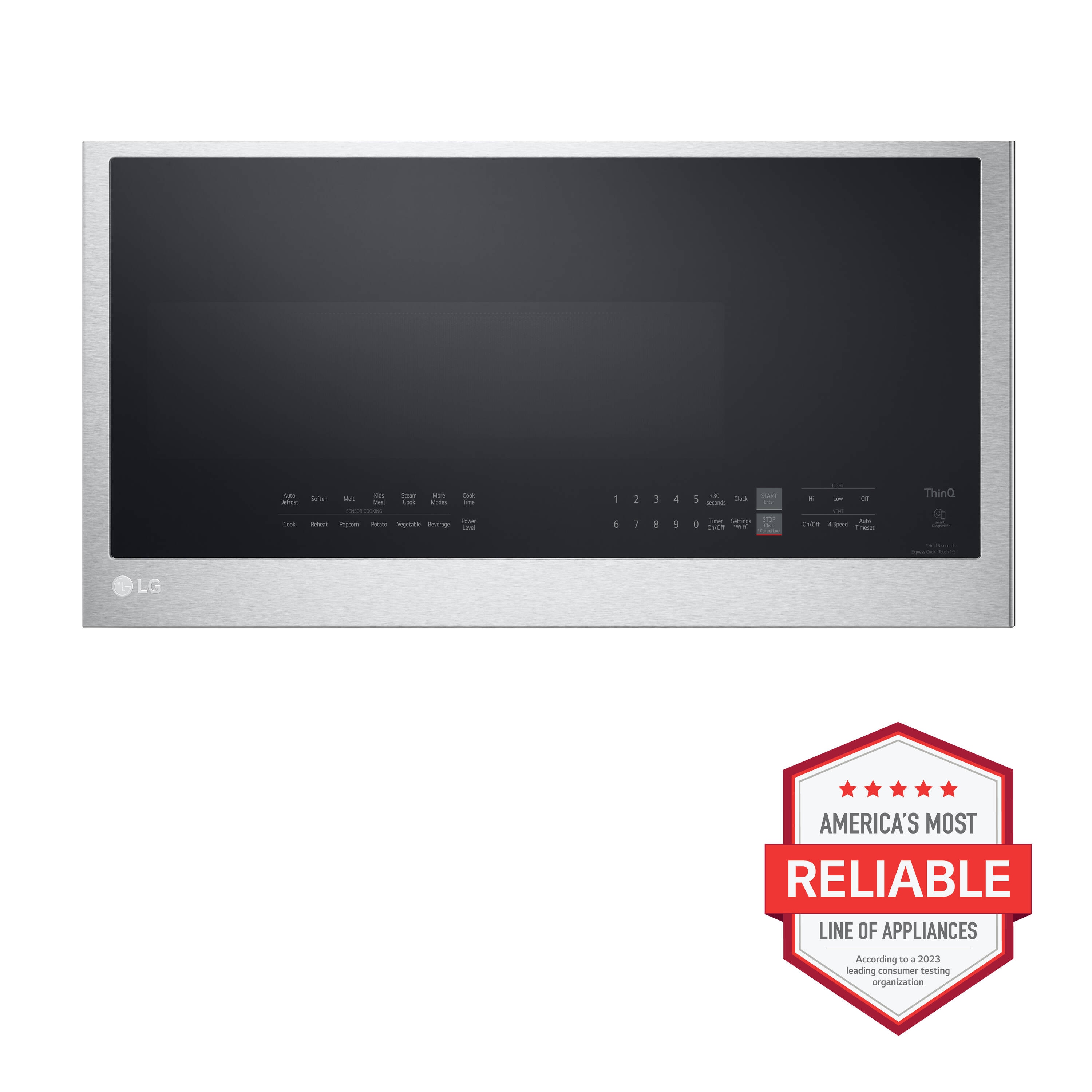 LG 2 cu ft 1050 Watt Smart Over the Range Microwave with Sensor Cooking Printproof Stainless Steel