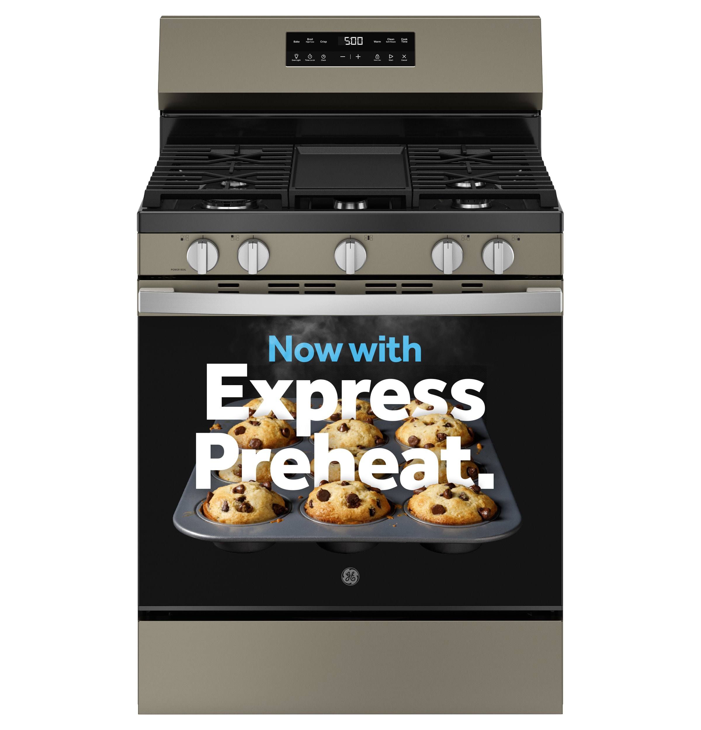 GE 30-in 5 burners 5.3-cu ft Freestanding Natural Gas Range ( Slate )