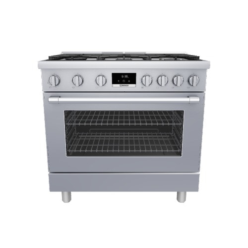 Bosch 800 Series Industrial Style 36-in 6 burners 3.5-cu ft Convection Oven Freestanding Natural Gas Range ( Stainless steel )
