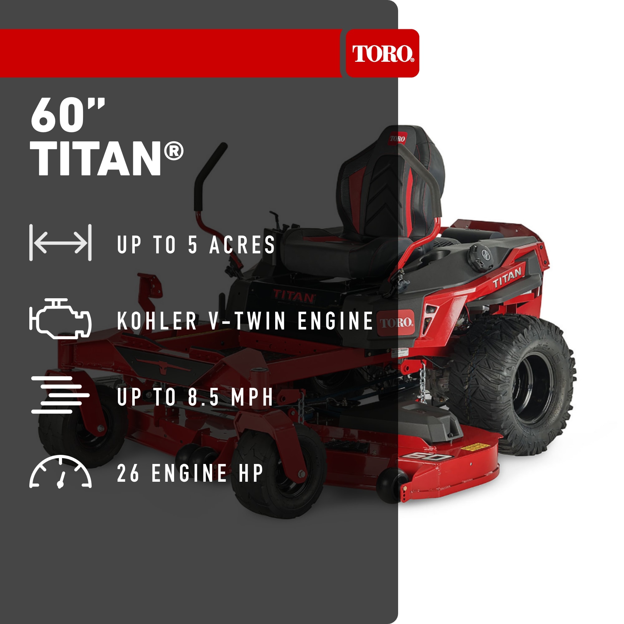 Toro Titan 60-in 26 -HP V-twin Gas Zero-turn Riding Lawn Mower