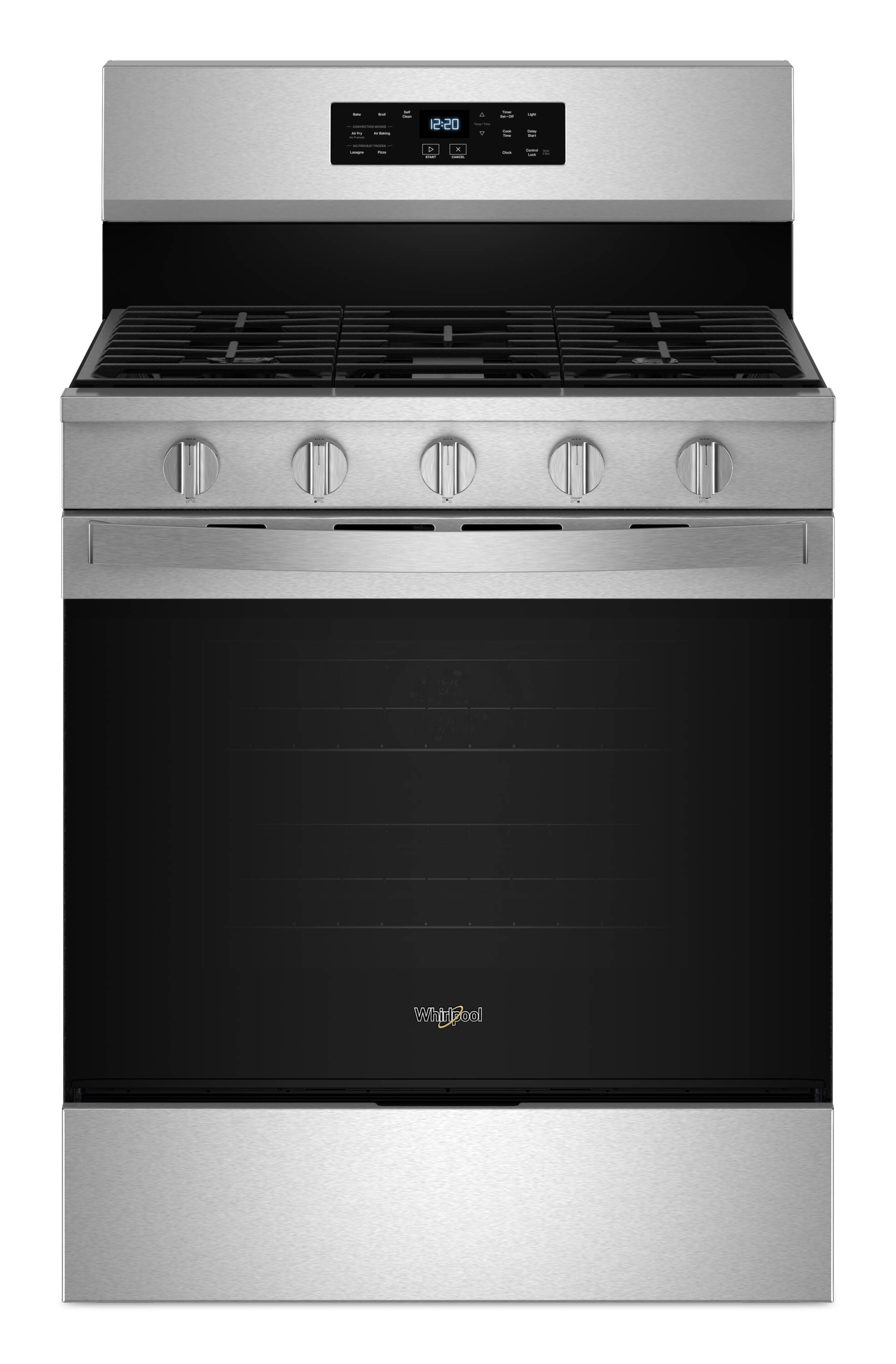 Whirlpool Air Cooking Technology 30-in 5 burners 5-cu ft Air Fry Convection Oven Freestanding Natural Gas Range ( Fingerprint Stainless Steel )