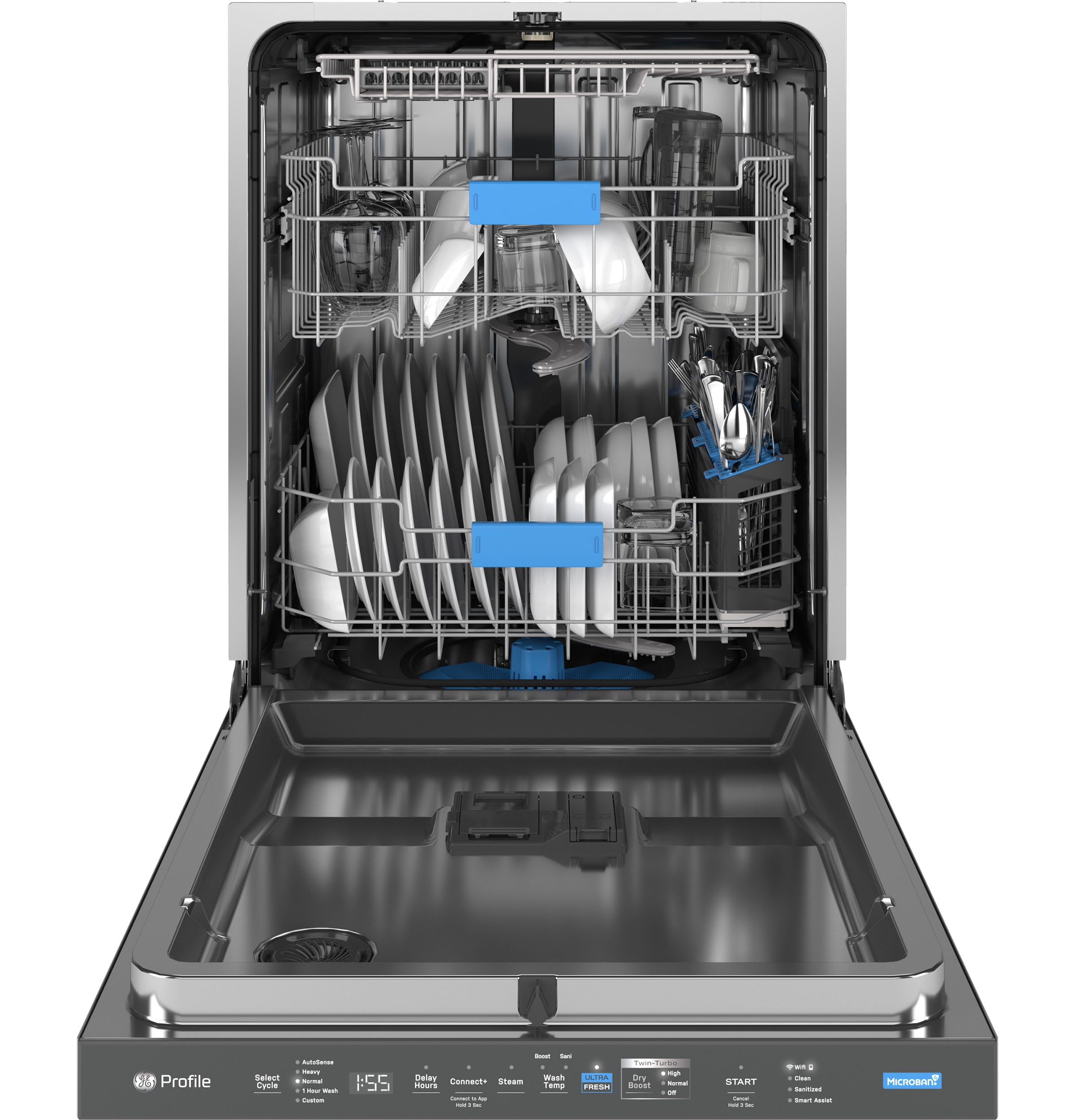 GE Profile UltraFresh Top Control 24 in Smart Built In Dishwasher With Third Rack Black Stainless ENERGY STAR 42 dBA