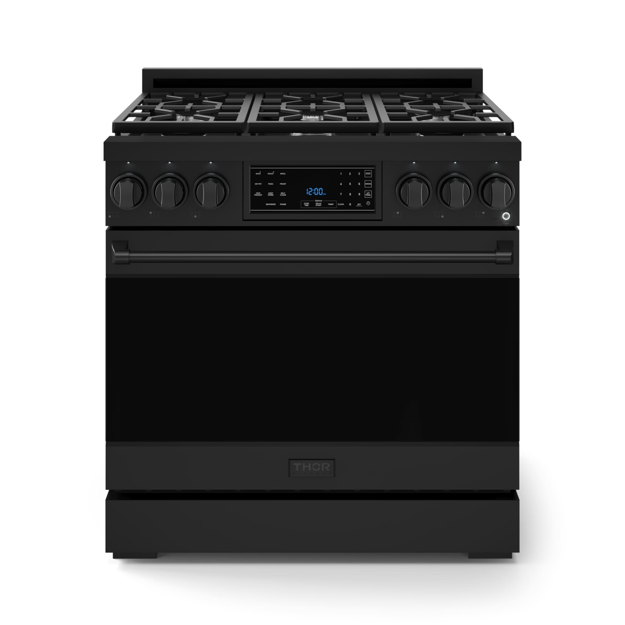 Thor Kitchen Gordon Ramsay Series 36-in 6 burners 6-cu ft Air Fry Convection Oven Freestanding Liquid Propane Gas Range ( Matte Black )