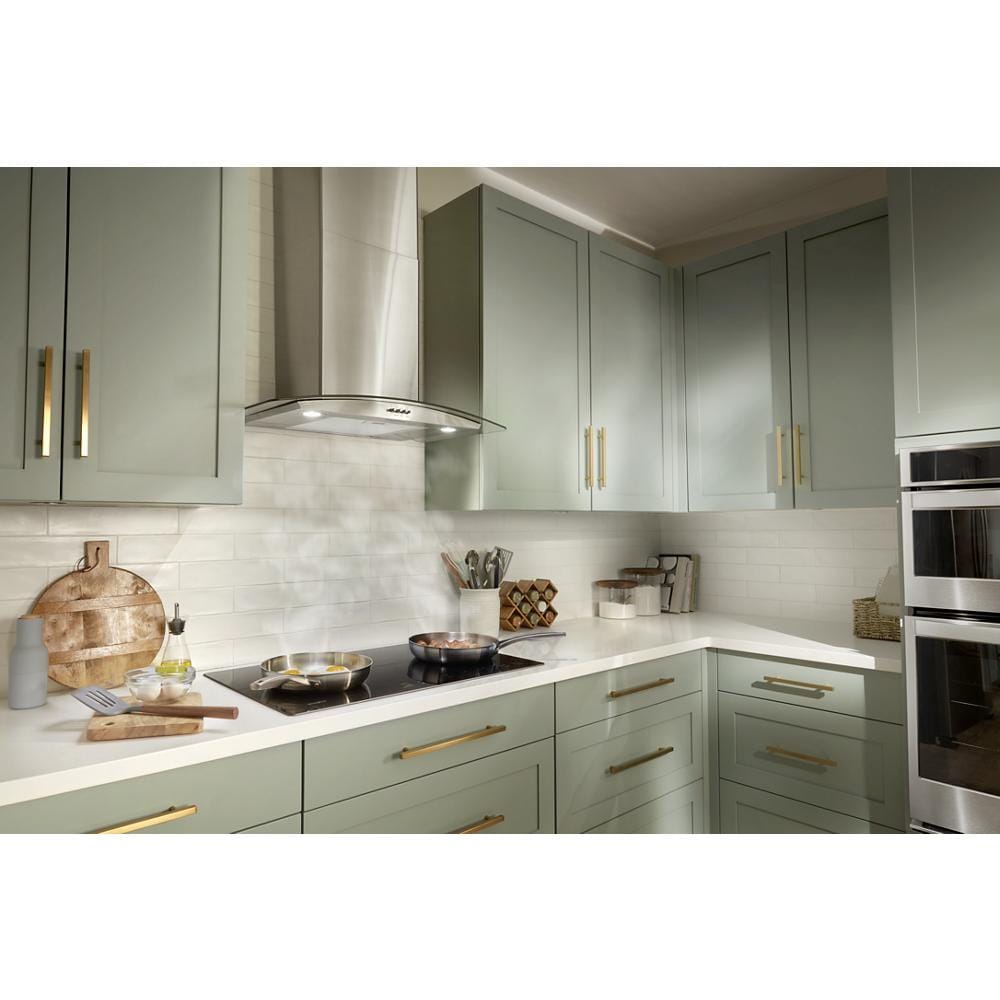 Whirlpool 30 in Curved Glass Wall Mount Range Hood Stainless Steel