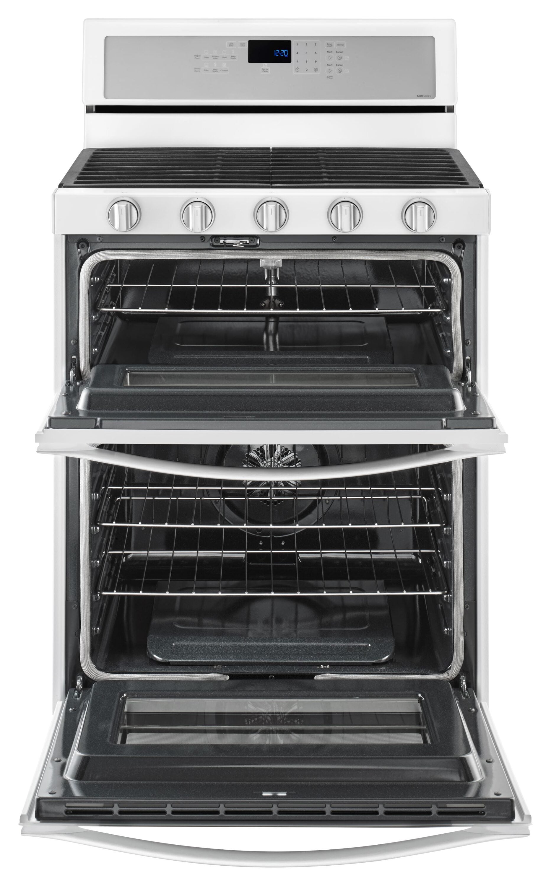 Whirlpool 30-Inches 5 burners 3.9-Cu. Feet / 2.1-Cu. Feet Convection Oven Freestanding Double Oven Gas Range ( White Ice )