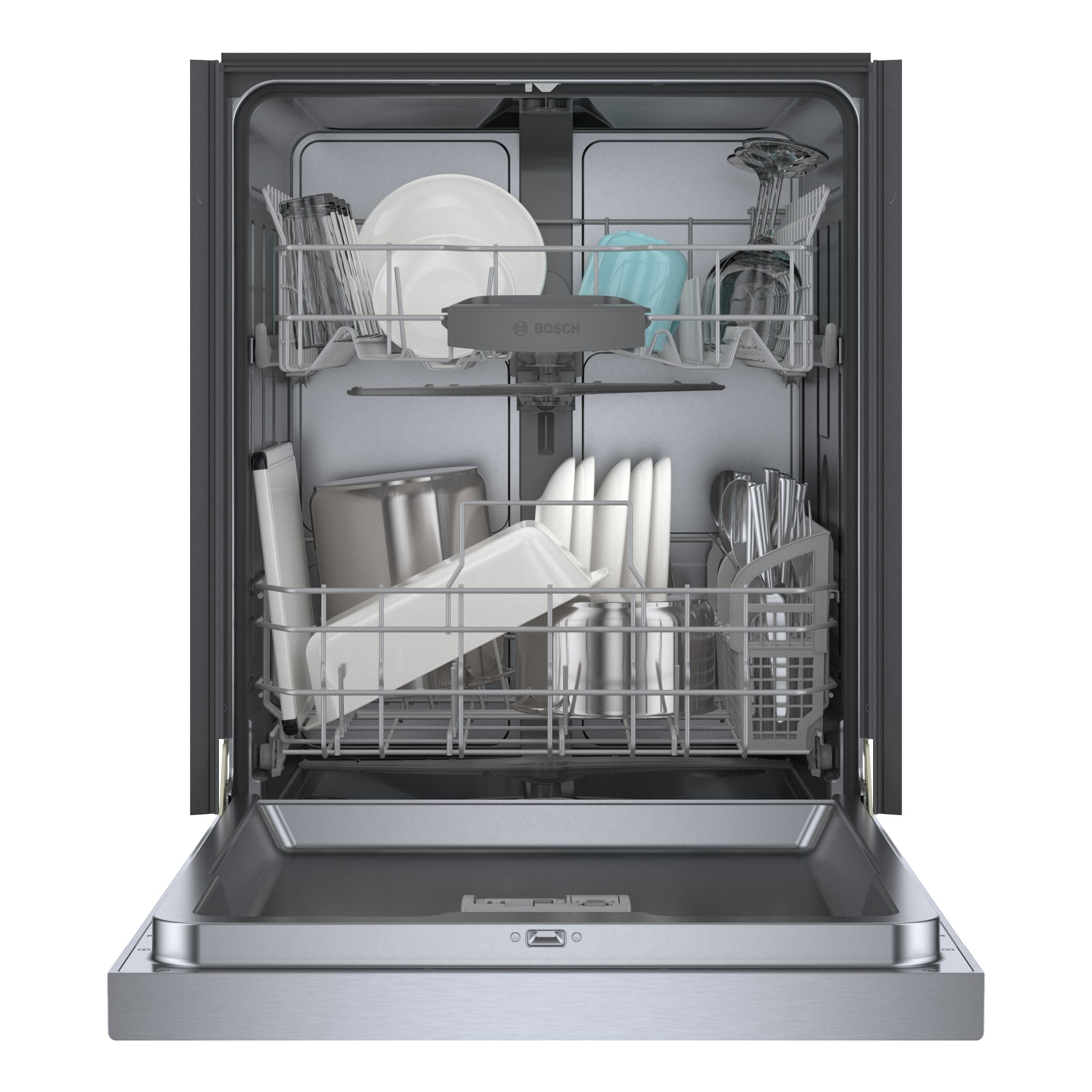 Bosch 300 Series 24 in Front Control Smart Built In Dishwasher Stainless Steel 48 dBA Very Quiet 43 50 Db