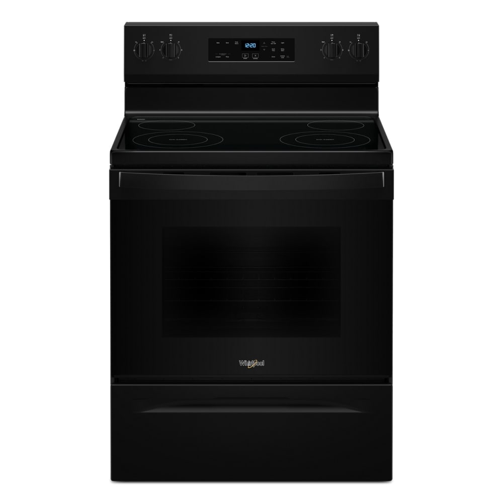 Whirlpool Flexible Cooktop 30-in Glass Top 4 burners 5.3-cu ft Freestanding Electric Range ( Black )