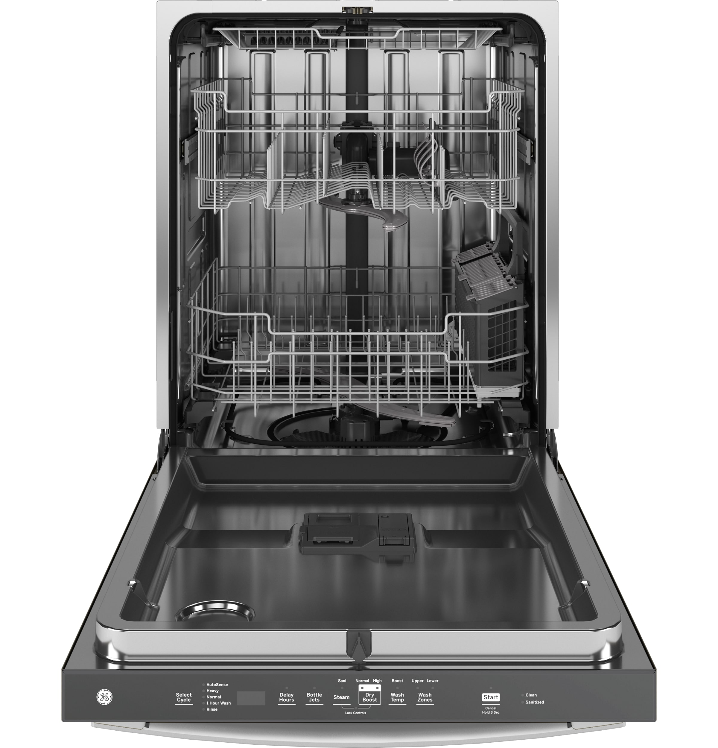 GE Dry Boost Top Control 24 in Built In Dishwasher With Third Rack White ENERGY STAR 45 dBA