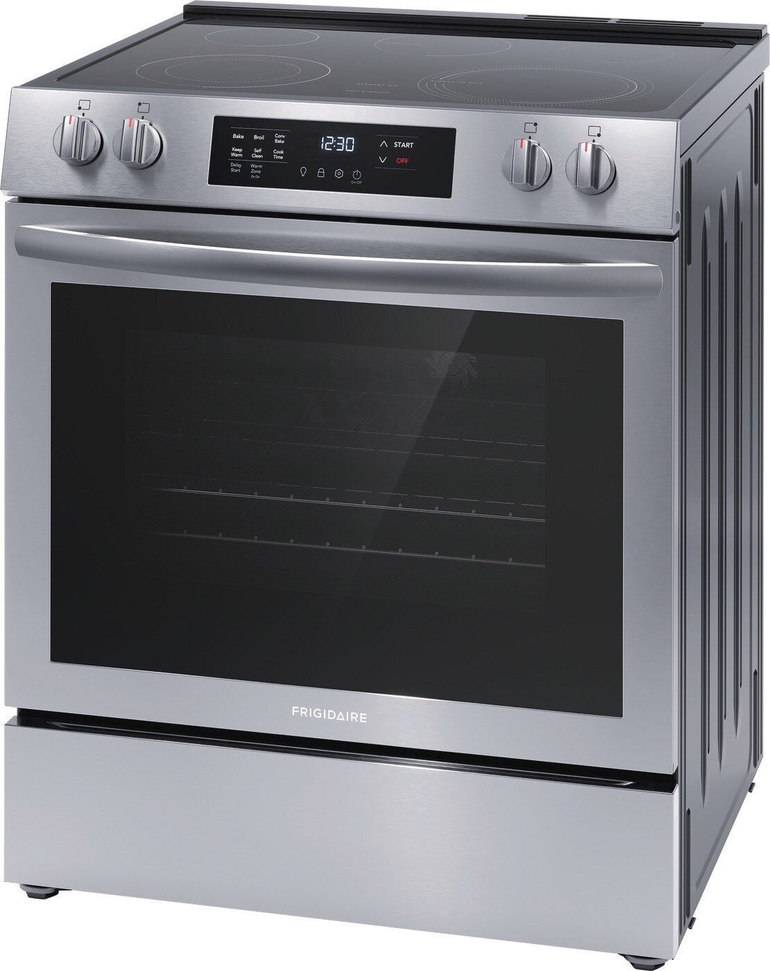 Frigidaire 30-in Glass Top 5 burners 5.3-cu ft Convection Oven Slide-In Electric Range Stainless steel )