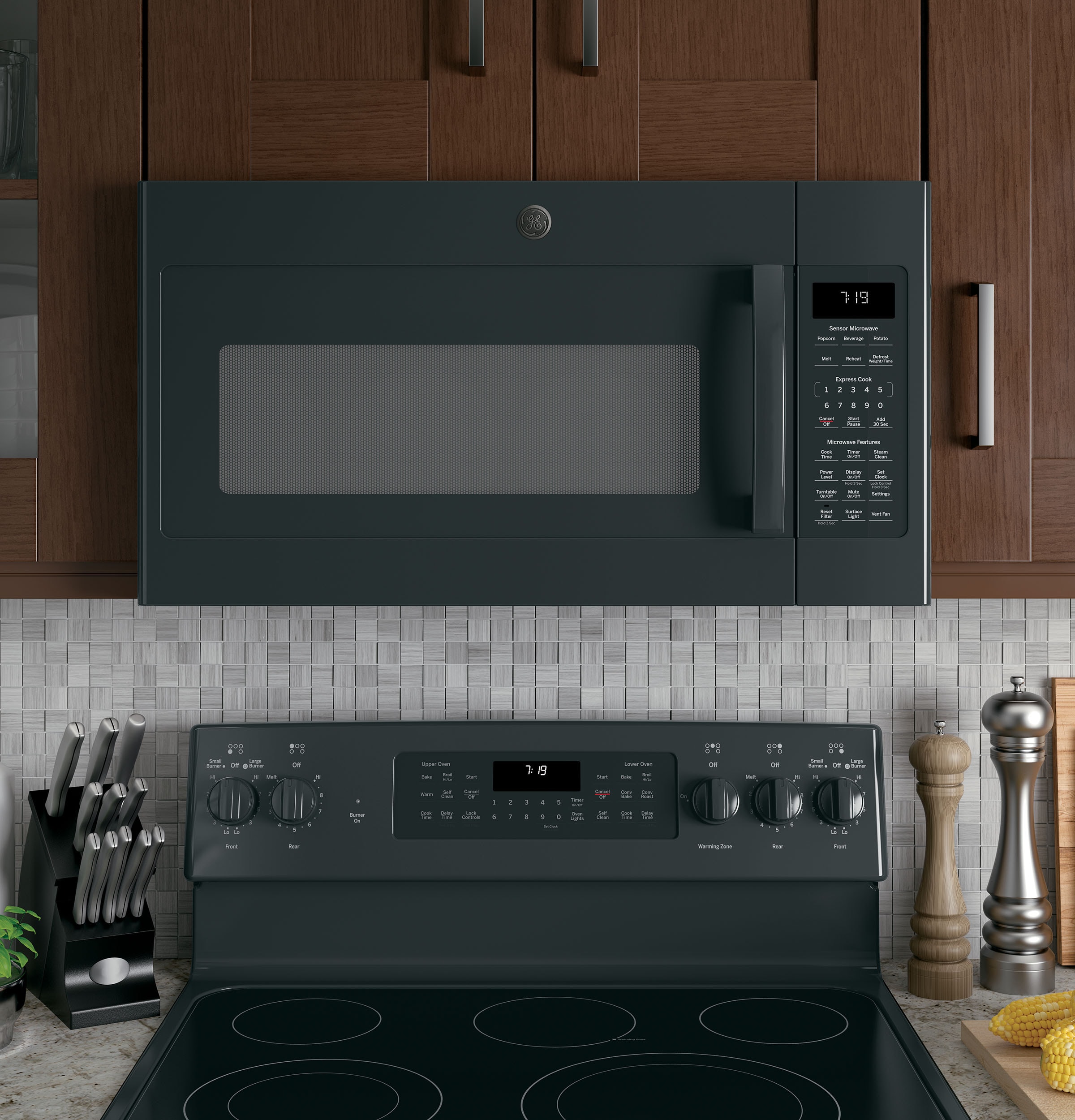 GE 1 9 cu ft Over the Range Microwave with Sensor Cooking Black