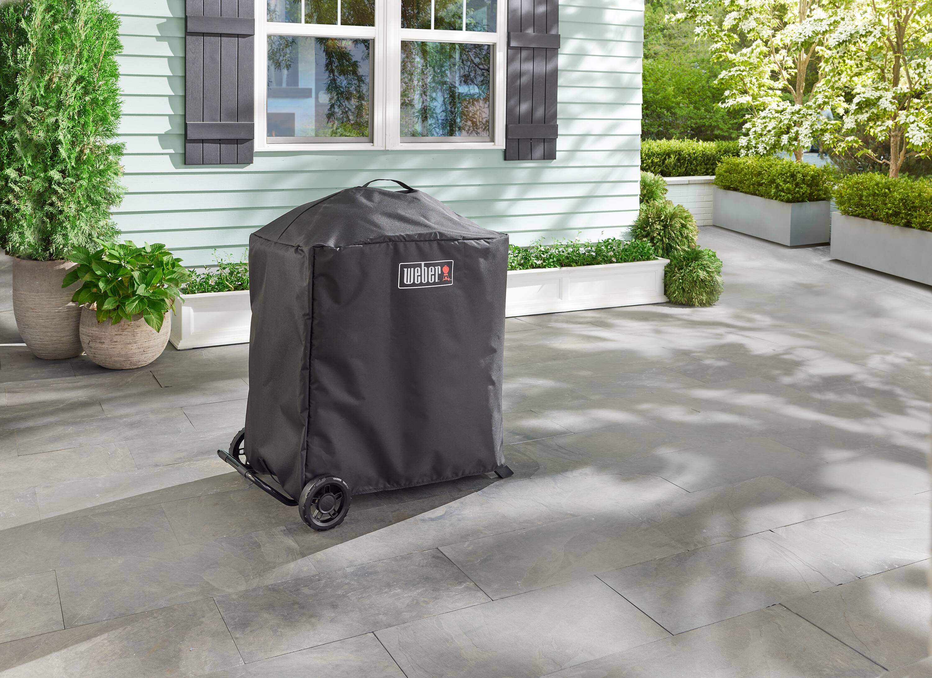 Weber Traveler Compact 34-in W x 34.75-in H Black Grill cart Cover