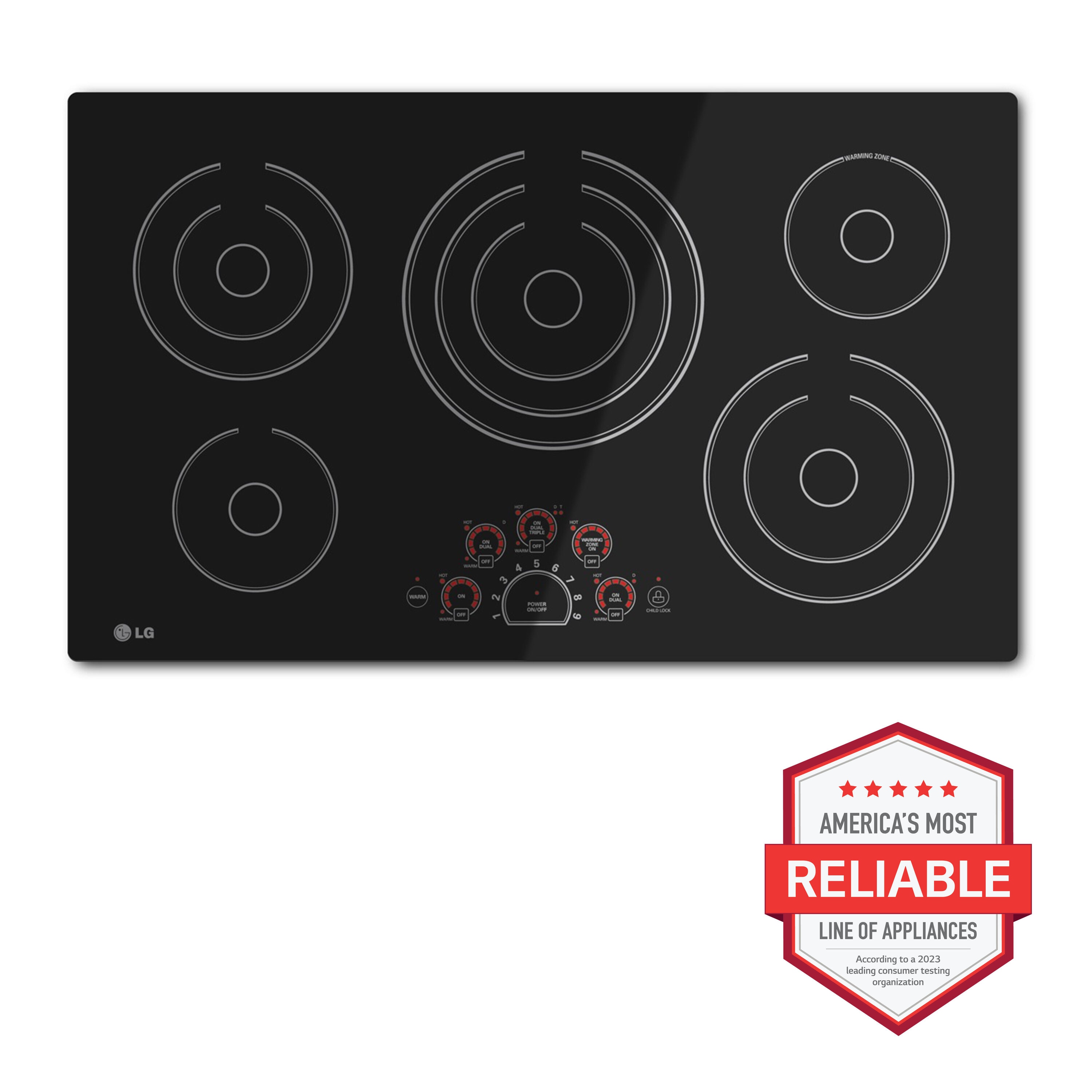 LG 36-in 5 burners Smooth Surface (Radiant) Black Electric Cooktop