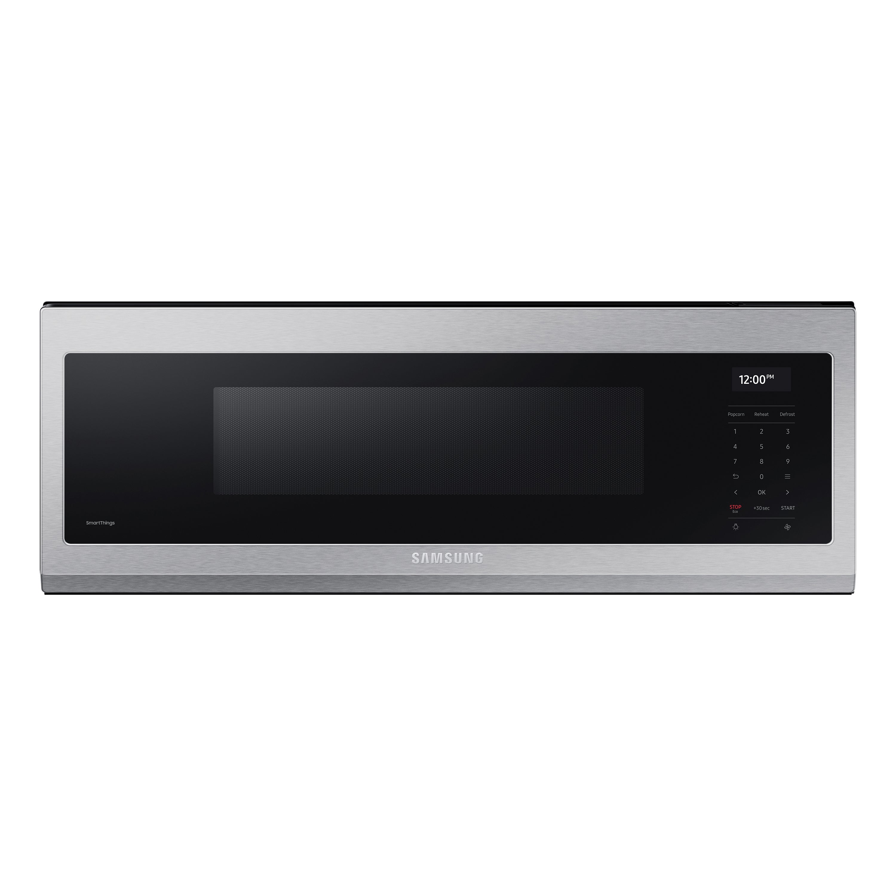 Samsung 1 1 cu ft Smart SLIM Over the Range Microwave with 550 CFM Hood Ventilation Wi Fi and Voice Control Fingerprint Resistant Stainless Steel