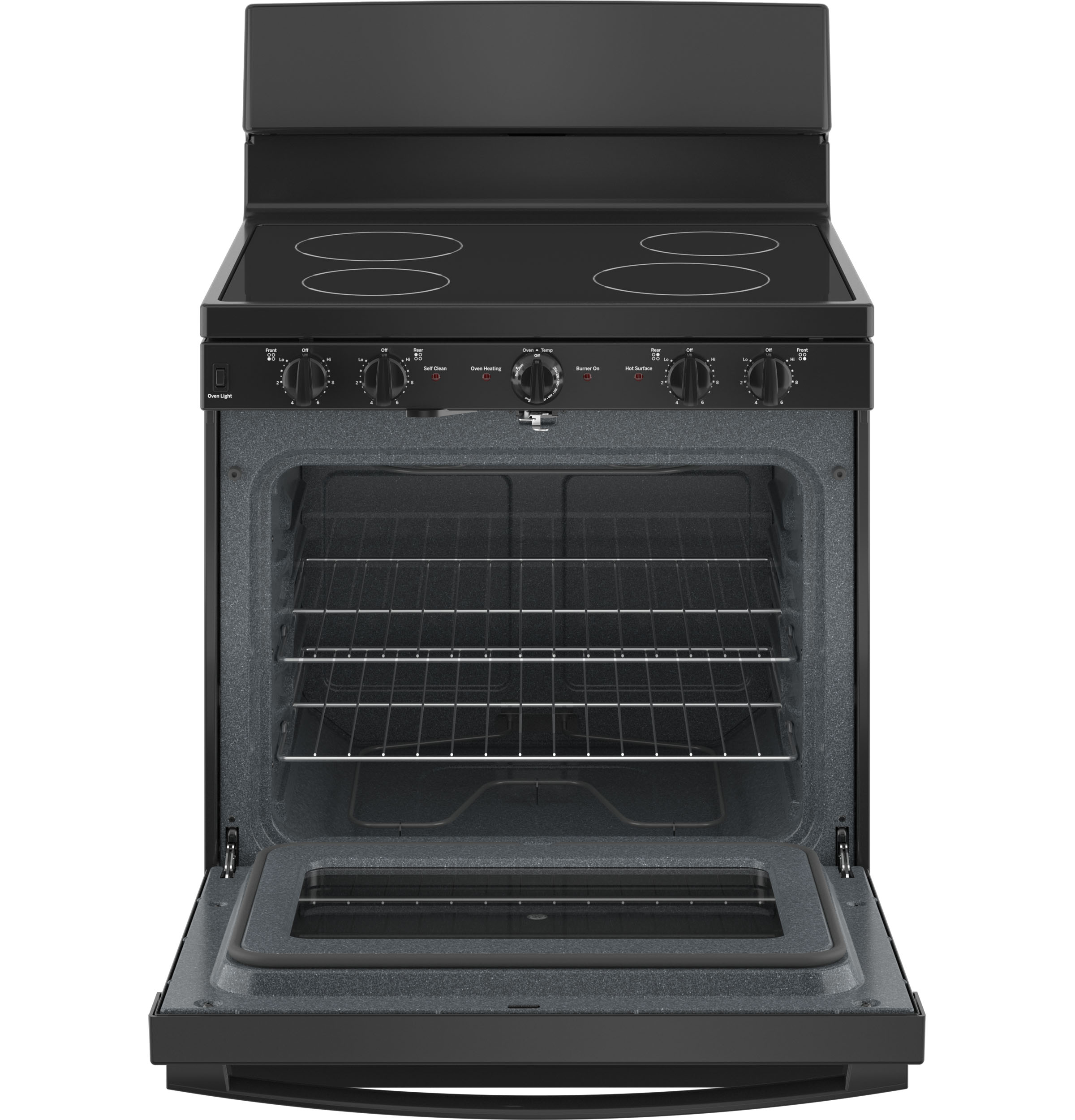 GE 30-in Glass Top 4 burners 5.0-cu ft Freestanding Electric Range ( Black )