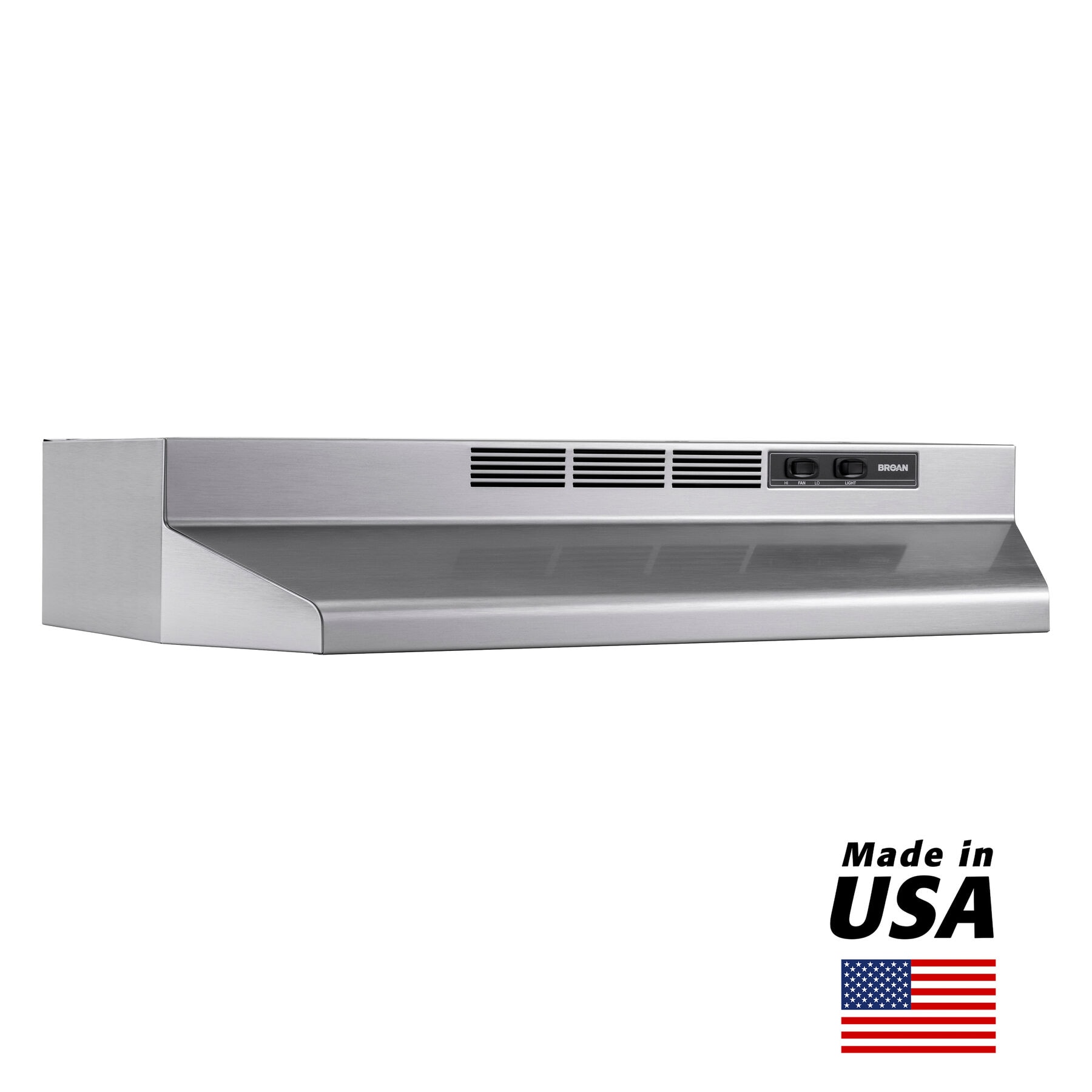 Broan 30 in 50 CFM Ductless Stainless Finish Under Cabinet Range Hoods Undercabinet Mount with Charcoal Filter
