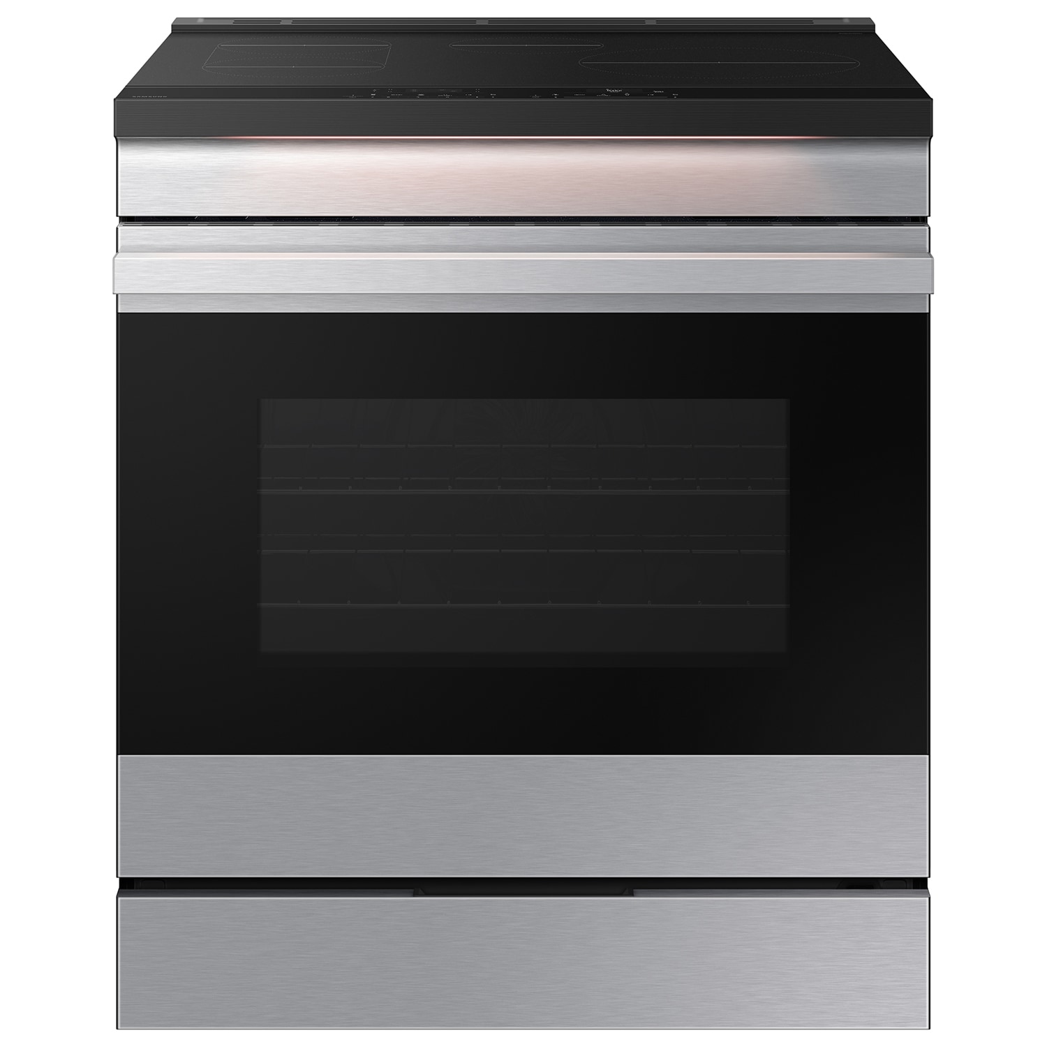 Samsung Bespoke 30-in 4 Burners 6.3-cu ft Air Fry Convection Oven Slide-in Single Induction Range (Stainless Steel)