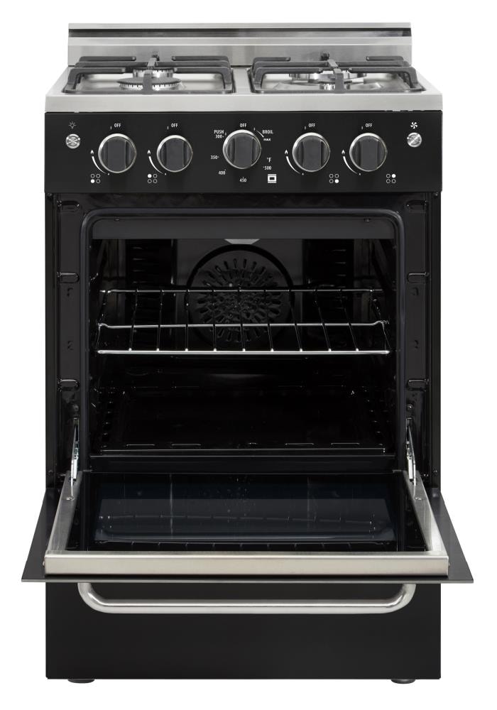 UNIQUE Prestige 24-in 4 burners 2.3-cu ft Convection Oven Freestanding Natural Gas Range ( Black )