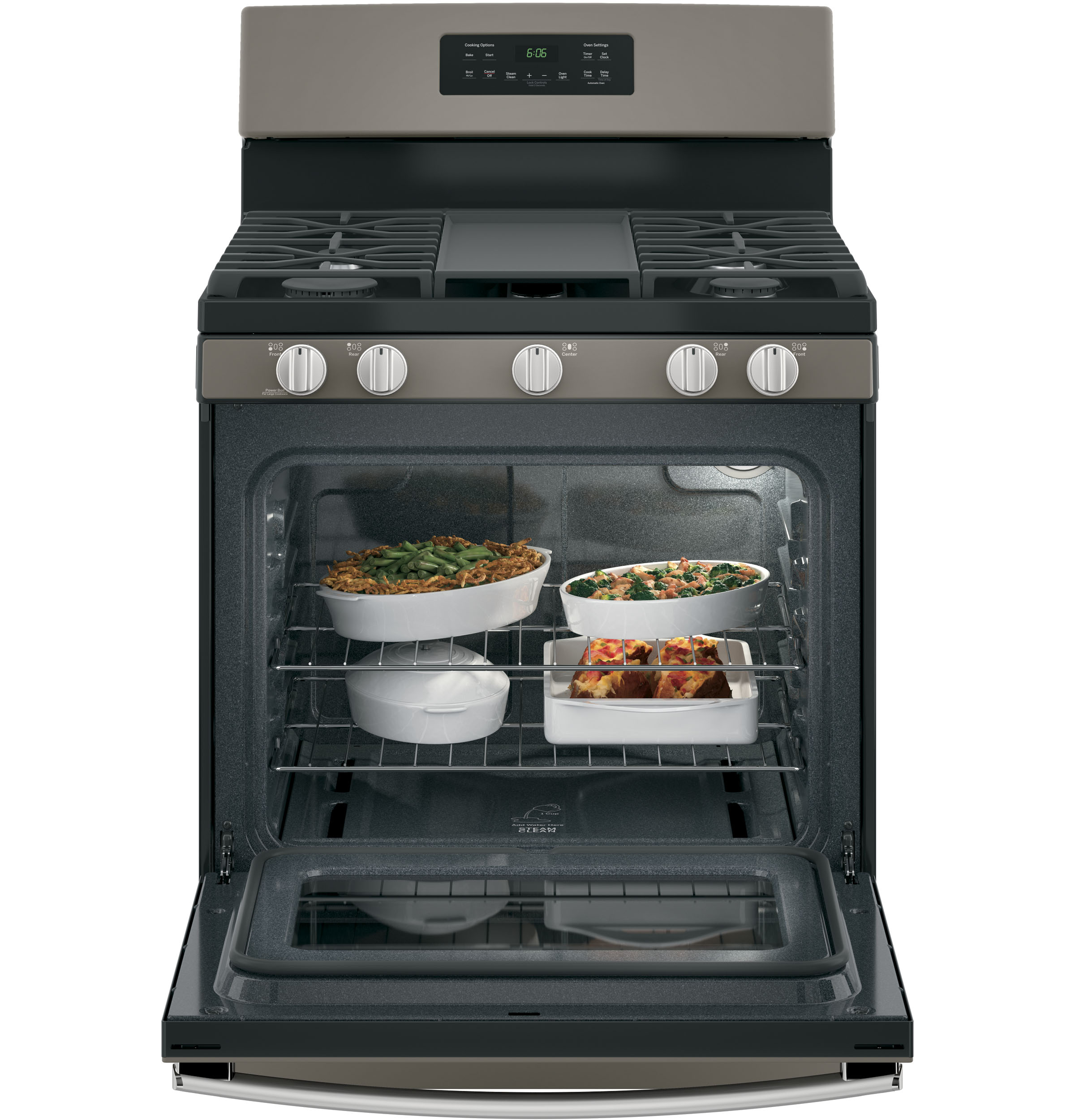 GE 30-in 5 burners 5-cu ft Freestanding Natural Gas Range ( Slate )