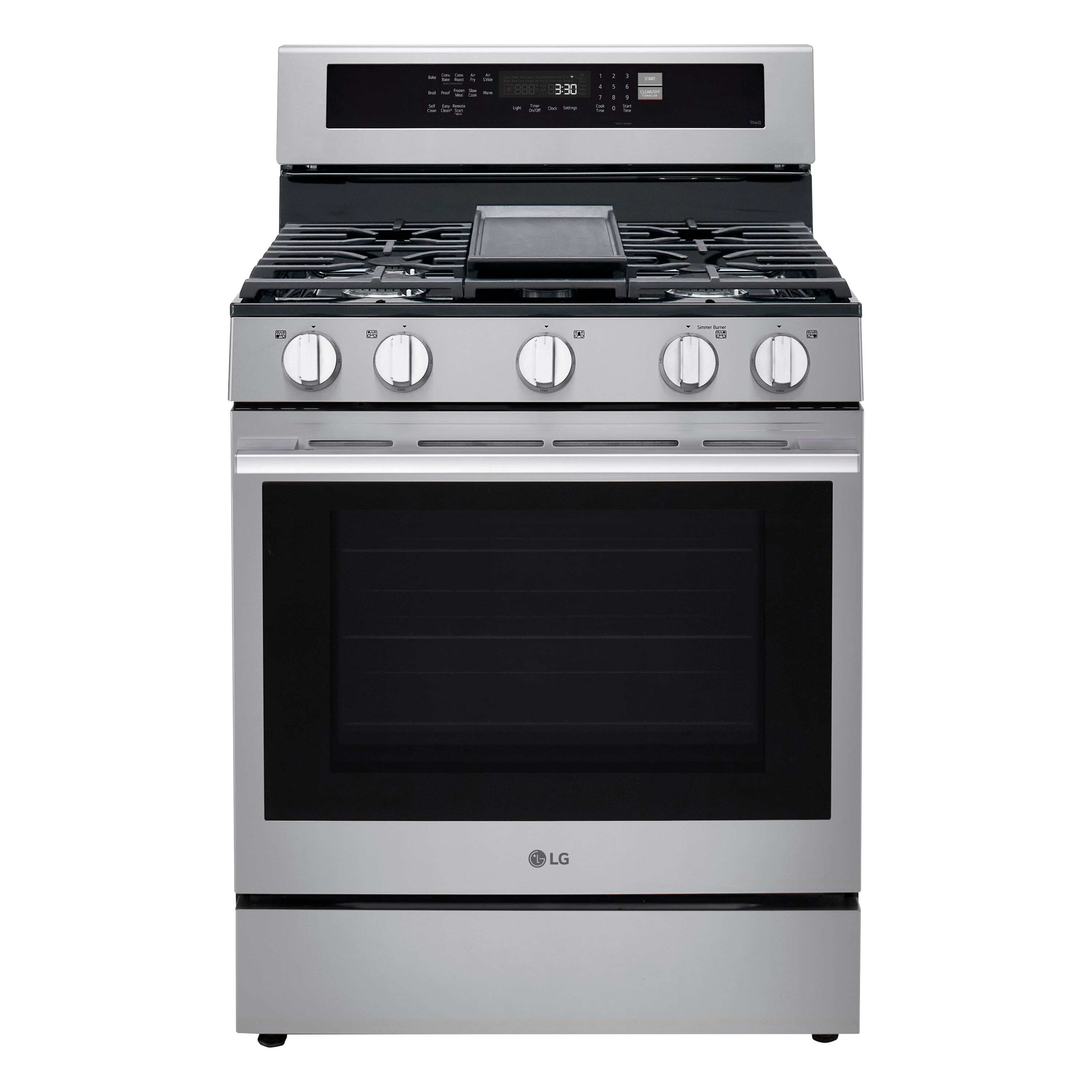 LG 30-in 5 burners 6.3-cu ft Air Fry Convection Oven Slide-In Natural Gas Range ( Stainless Steel )