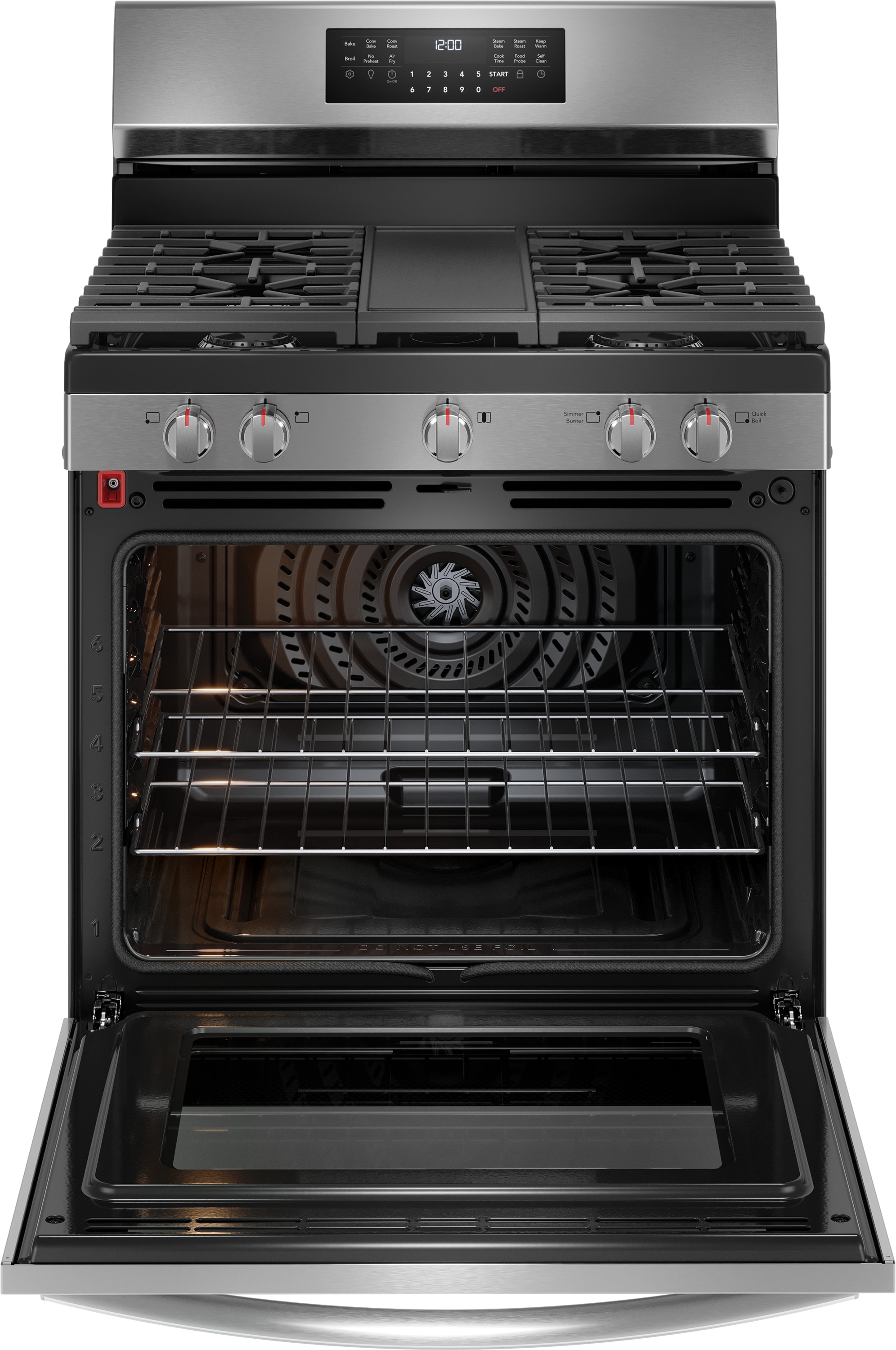 Frigidaire Gallery 30-in 5 burners 5.1-cu ft Air Fry Convection Oven Freestanding Natural Gas Range ( Fingerprint Resistant Stainless Steel )
