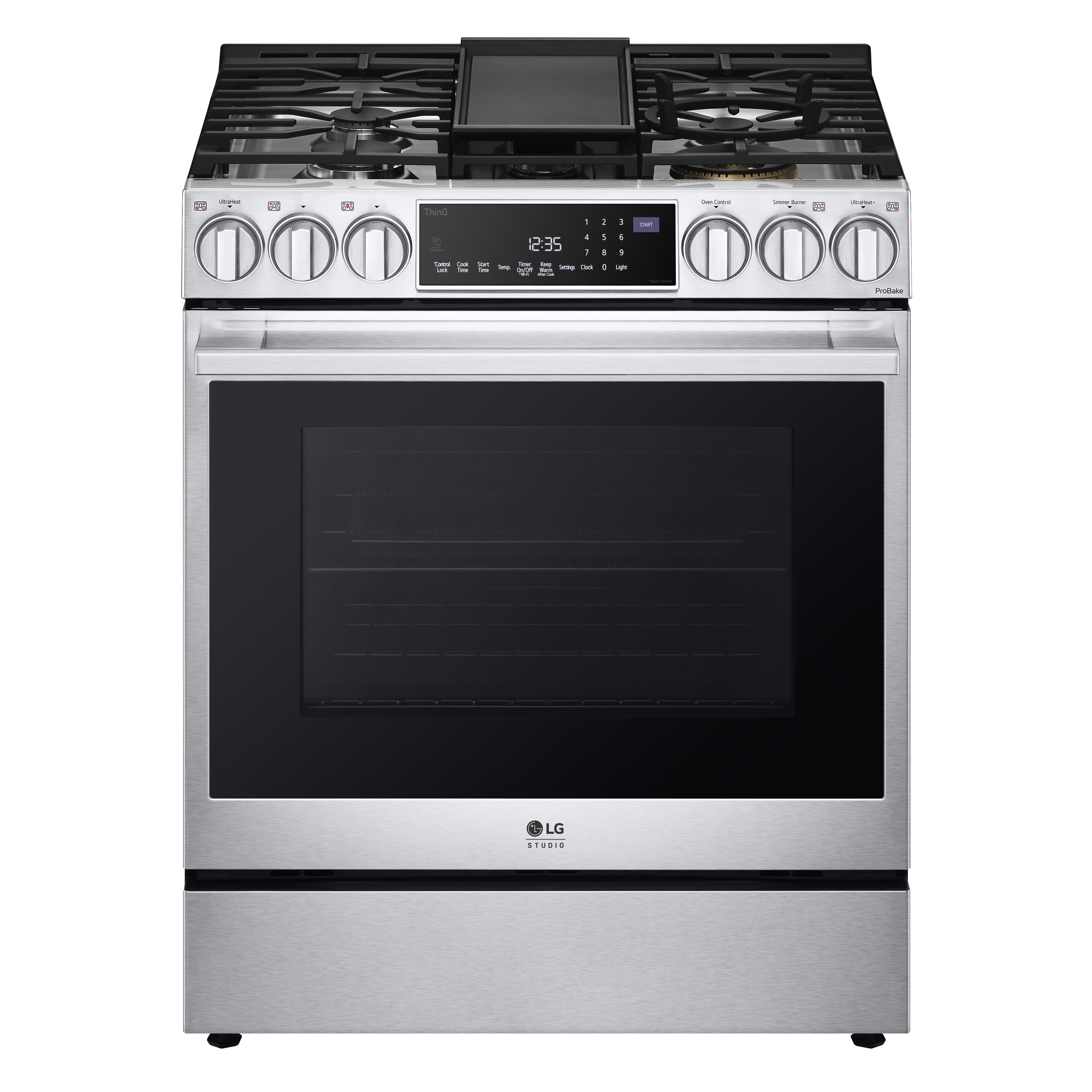 LG STUDIO 30-in 5 burners 6.3-cu ft Air Fry Convection Oven Freestanding Natural Gas Range ( Stainless Steel )
