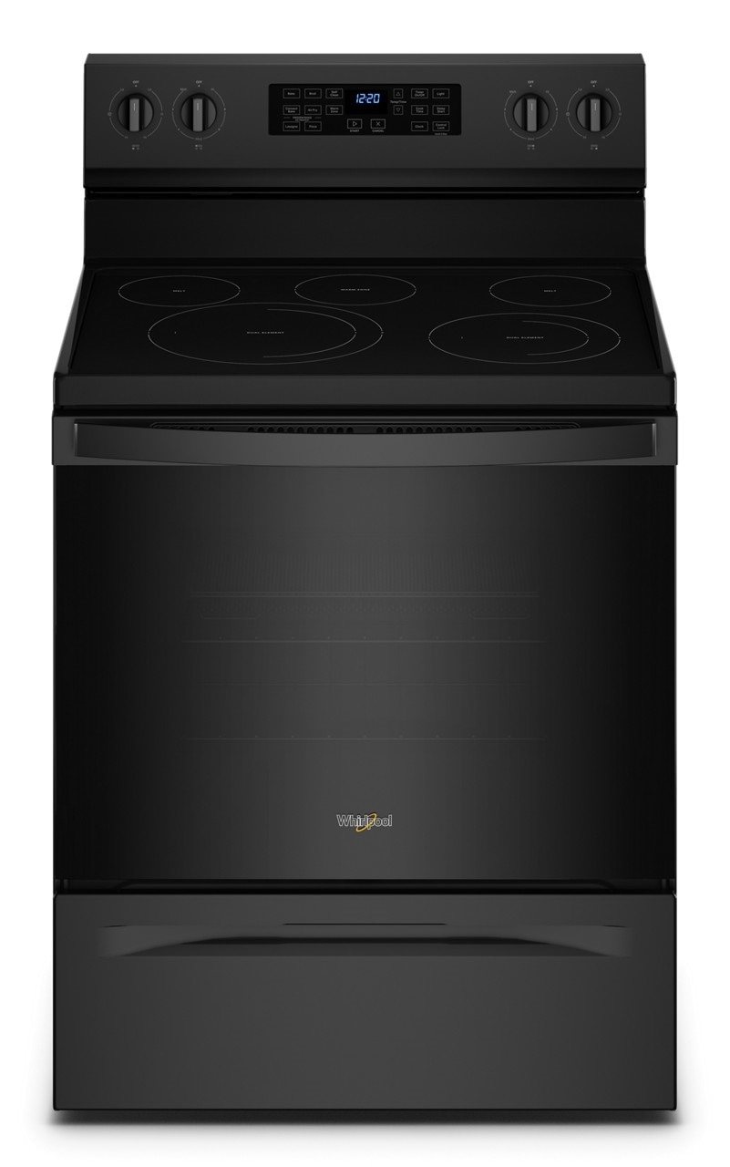 Whirlpool 30-in Glass Top 5 burners 5.3-cu ft Air Fry Convection Oven Freestanding Electric Range ( Black )