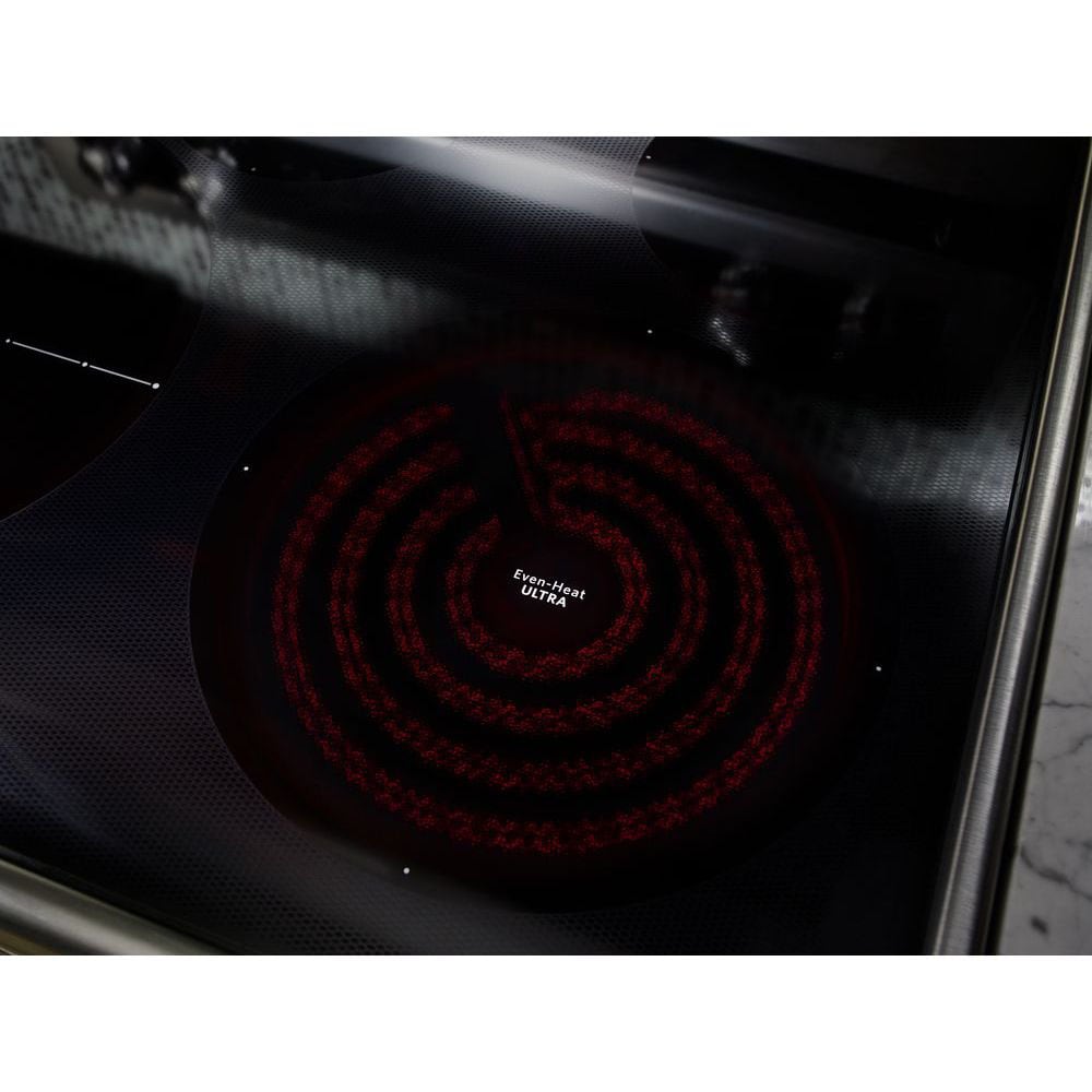 KitchenAid 30-in Glass Top 5 burners 4.2-cu ft / 2.5-cu ft Convection Oven Freestanding Double Oven Electric Range ( White )