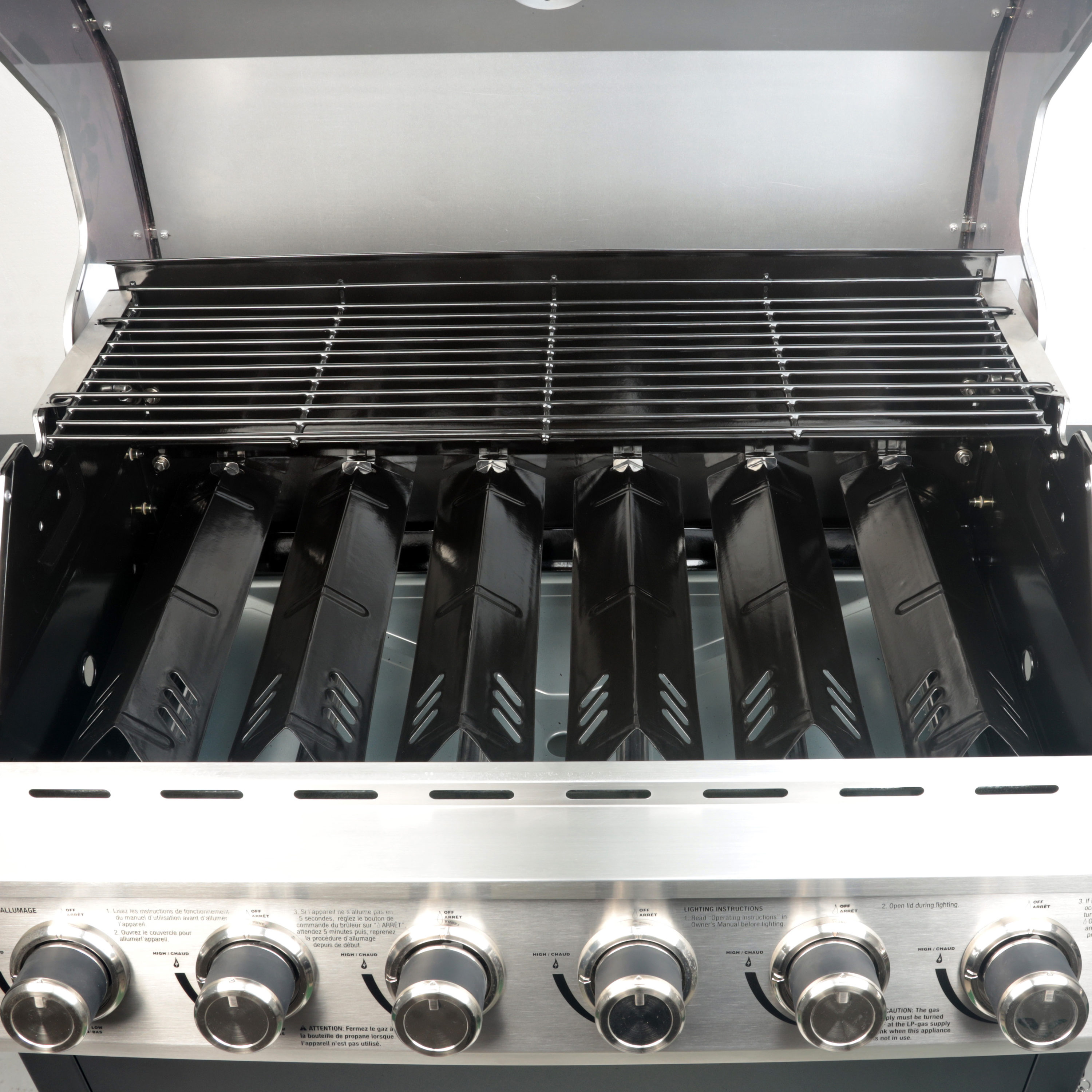 Master Forge Stainless steel and black 6 -Burner Liquid Propane Gas Grill 1 -Side Burner