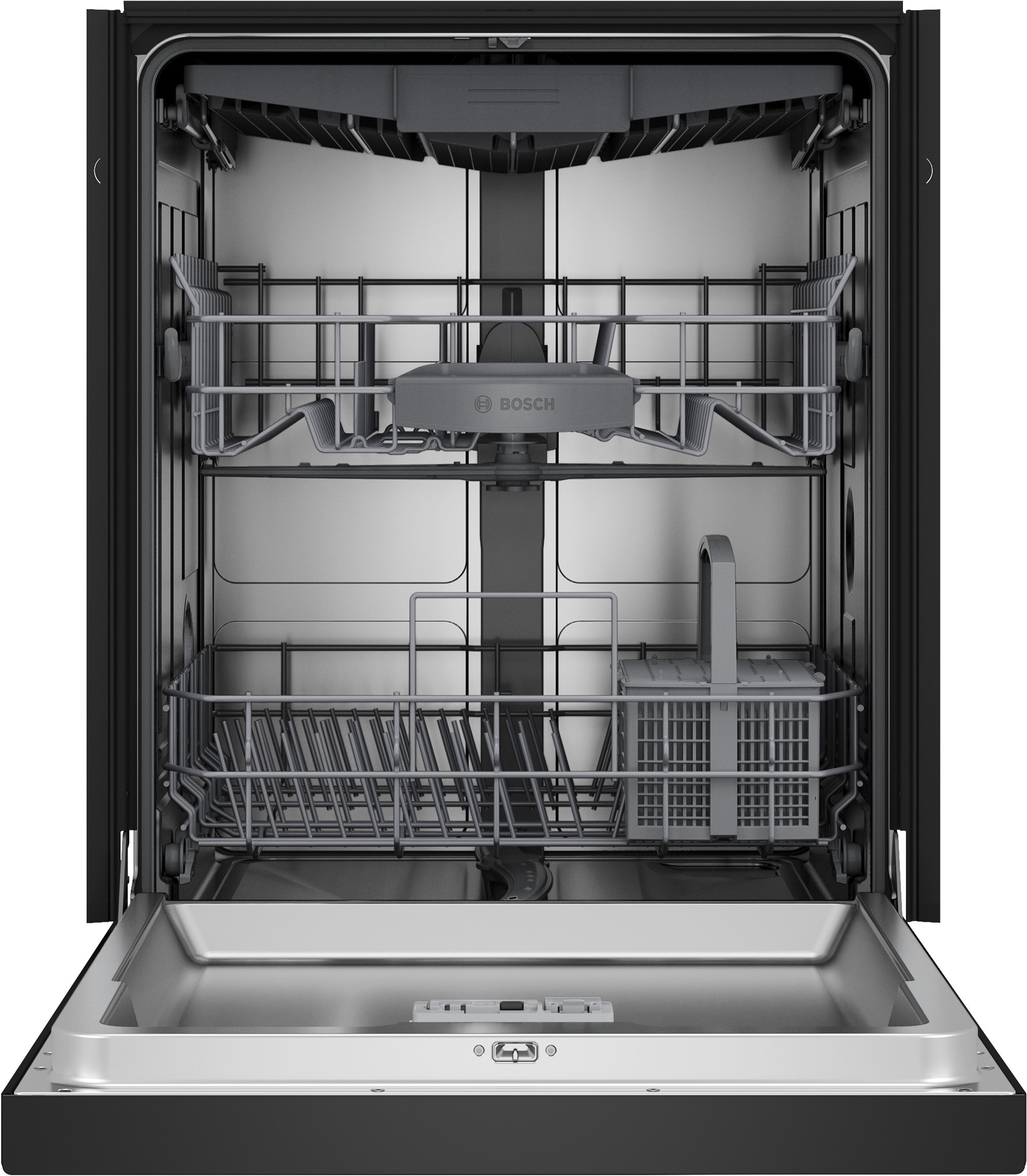 Bosch 300 Series 24 in Front Control Built in Dishwasher With Third Rack Black 48 Decibel Very Quiet Sound Level