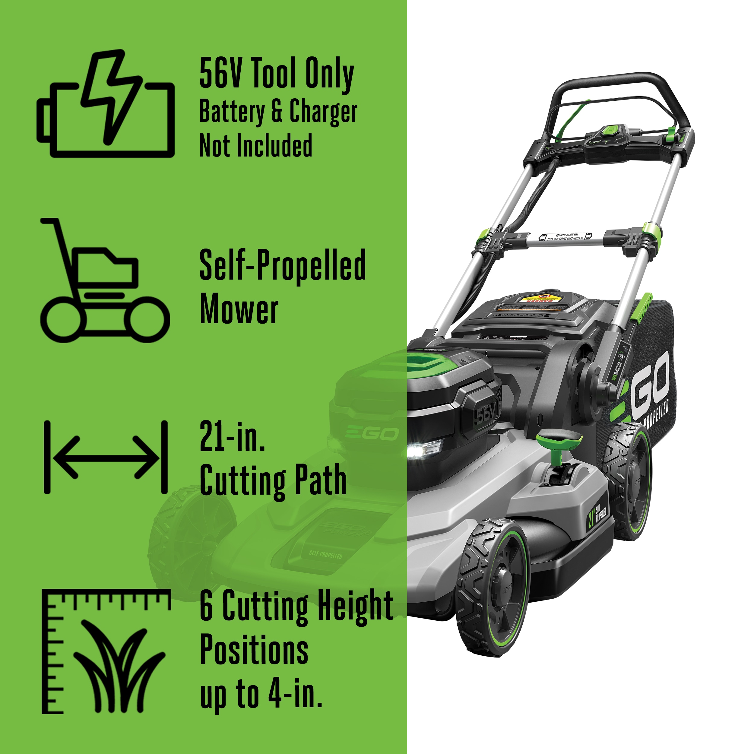 EGO POWER+ 56-volt, 21-in Self-propelled Battery Walk Mower with (Battery and Charger Not Included)