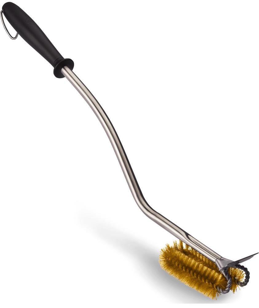 NAPOLEON Grilling Accessories Brass Grill brush with 22-in Plastic Handle with Scraper Blade