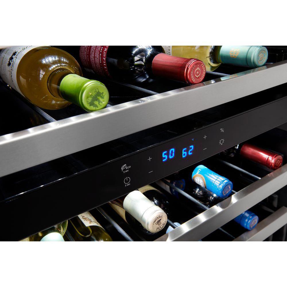 Whirlpool 23.8125-in W 46 -Bottles Stainless steel Dual Zone Cooling Built-in/Freestanding Indoor Wine Cooler