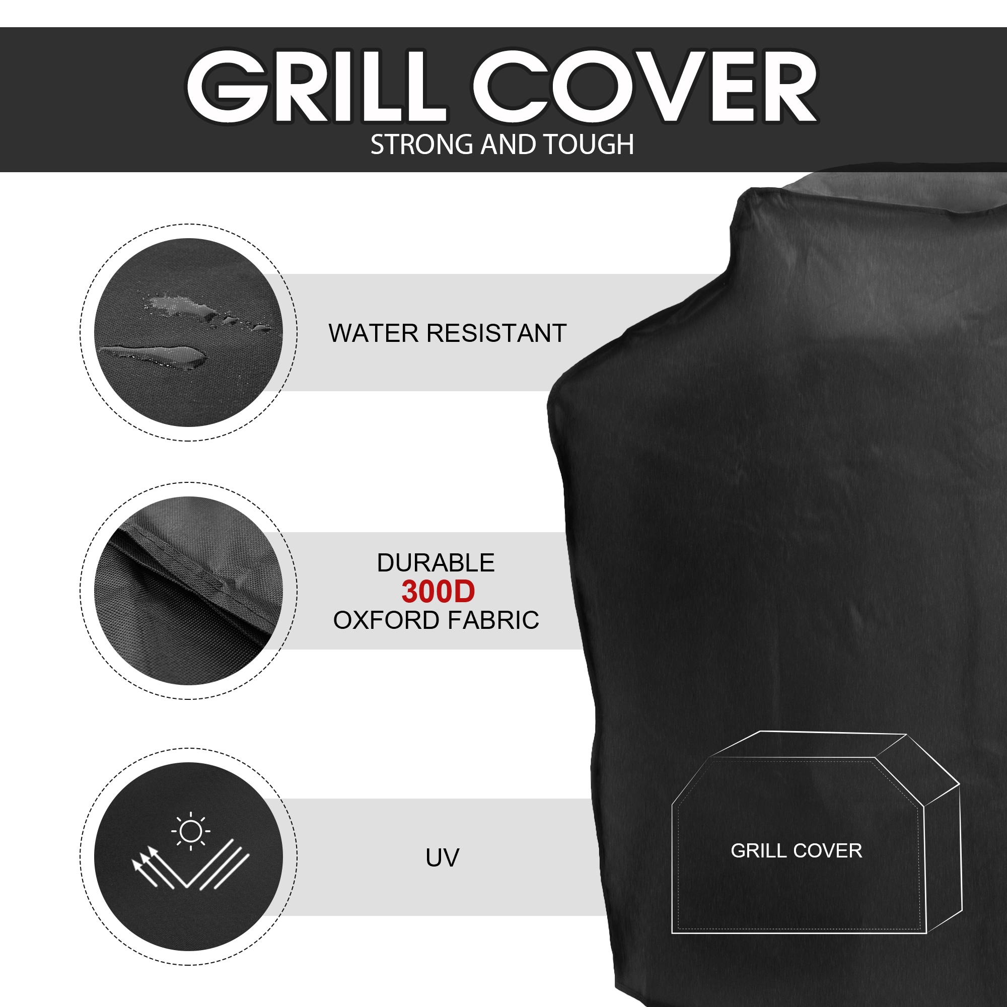 Royal Gourmet 66-in W x 26-in H Black Fits most Cover