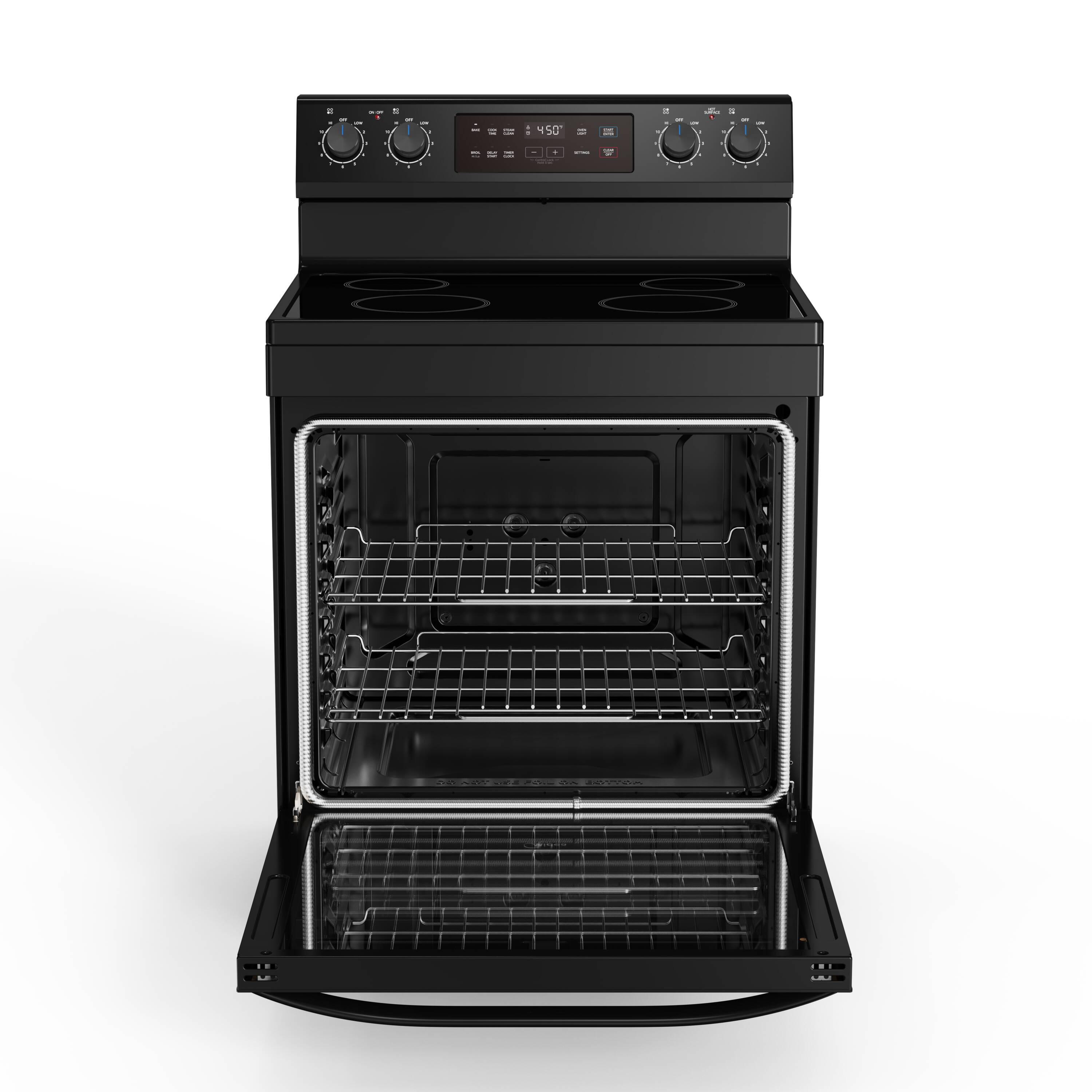 Midea 30-in Glass Top 4 burners 6.3-cu ft Freestanding Electric Range ( Black )