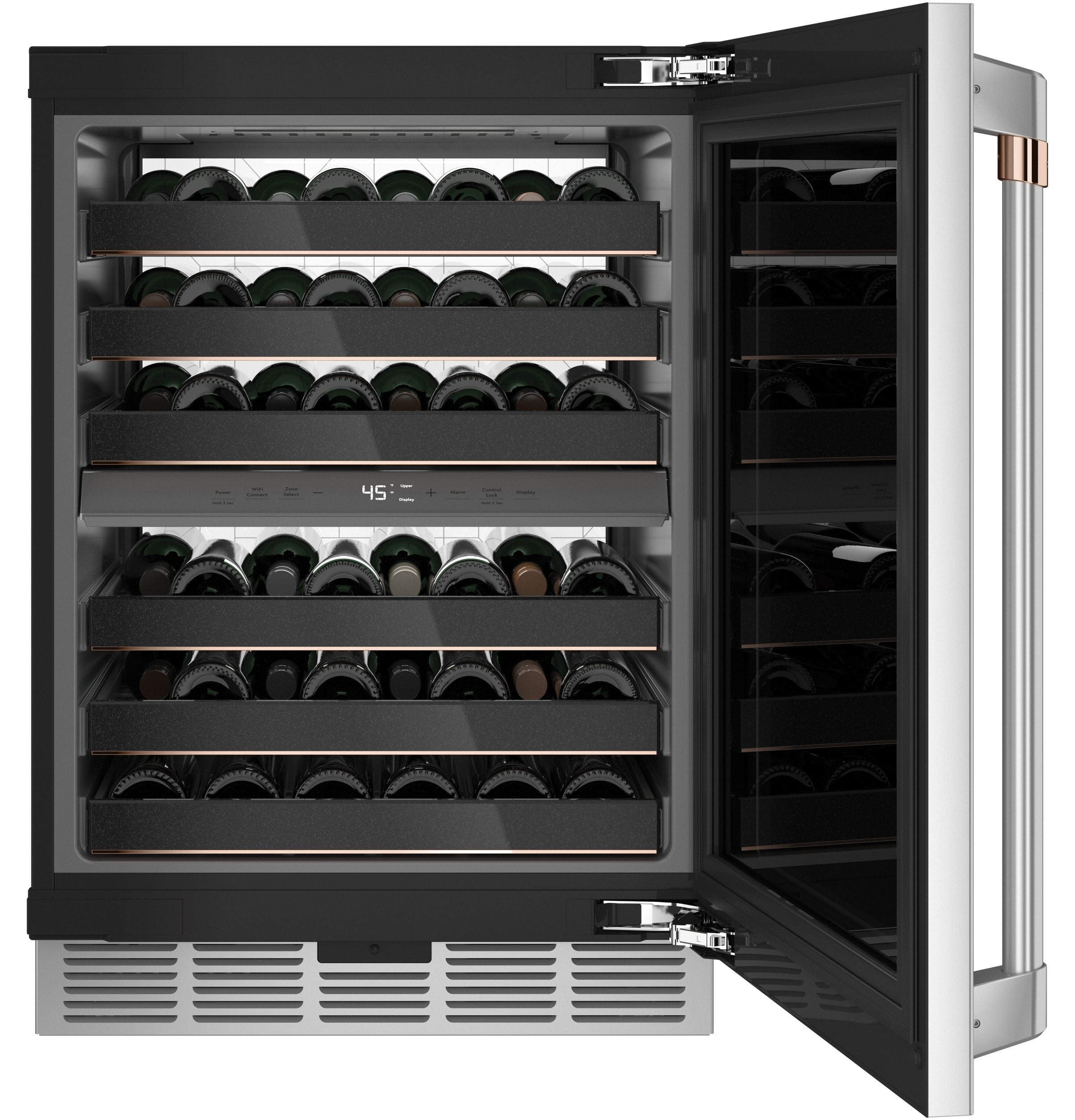 Cafe 23.75-in W 46 -Bottles Stainless Steel with Brushed Stainless Handles Dual Zone Cooling Built-in/Freestanding Indoor Wine Cooler