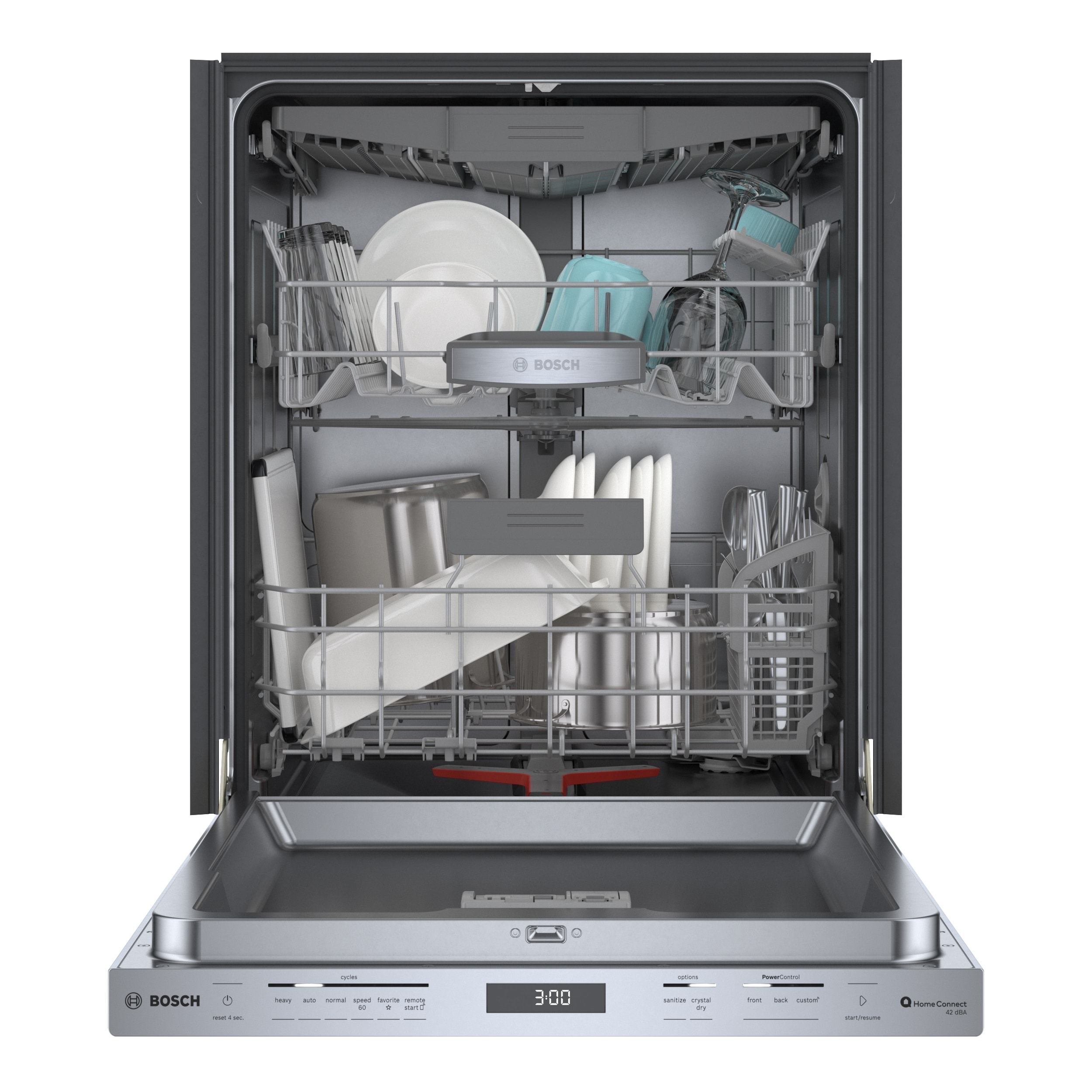 Bosch 800 Series 24 in Stainless Steel Top Control Built In Pocket Handle Dishwasher with Stainless Steel Tub and 3rd Rack