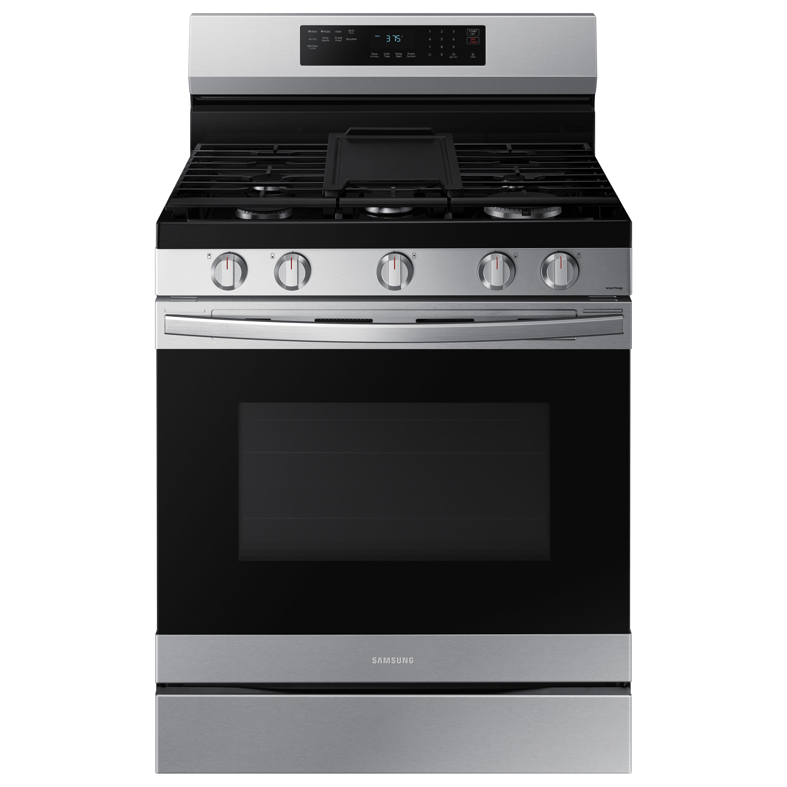 Samsung 30-in 5 burners 6.0-cu ft Air Fry Convection Oven Freestanding Natural Gas Range ( Fingerprint Resistant Stainless Steel )