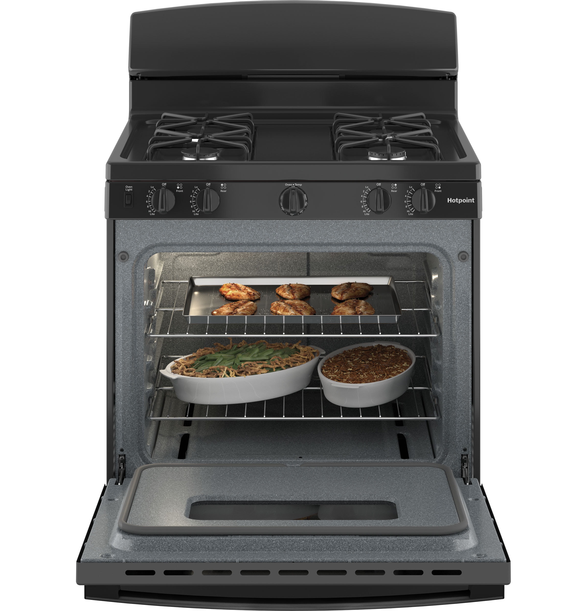 Hotpoint 30-in 4 burners 4.8-cu ft Freestanding Natural Gas Range ( Black )