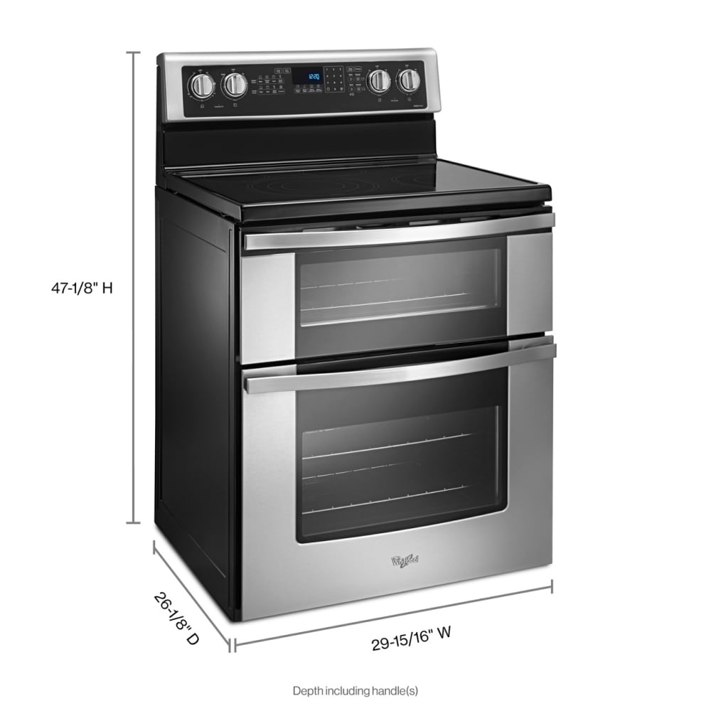 Whirlpool 30-in Glass Top 5 burners 4.2-cu ft / 2.5-cu ft Convection Oven Freestanding Double Oven Electric Range ( Stainless steel )