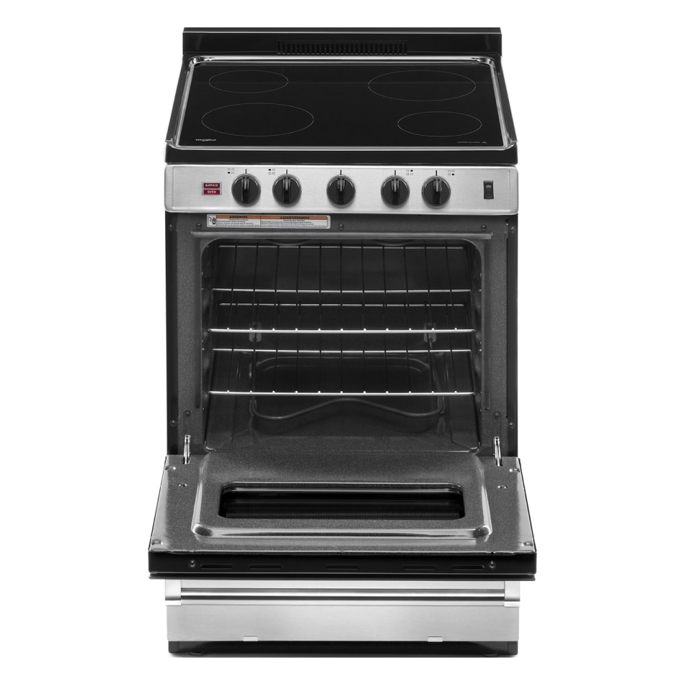 Whirlpool 24-in Glass Top 4 burners 2.96-cu ft Freestanding Electric Range ( Stainless steel )