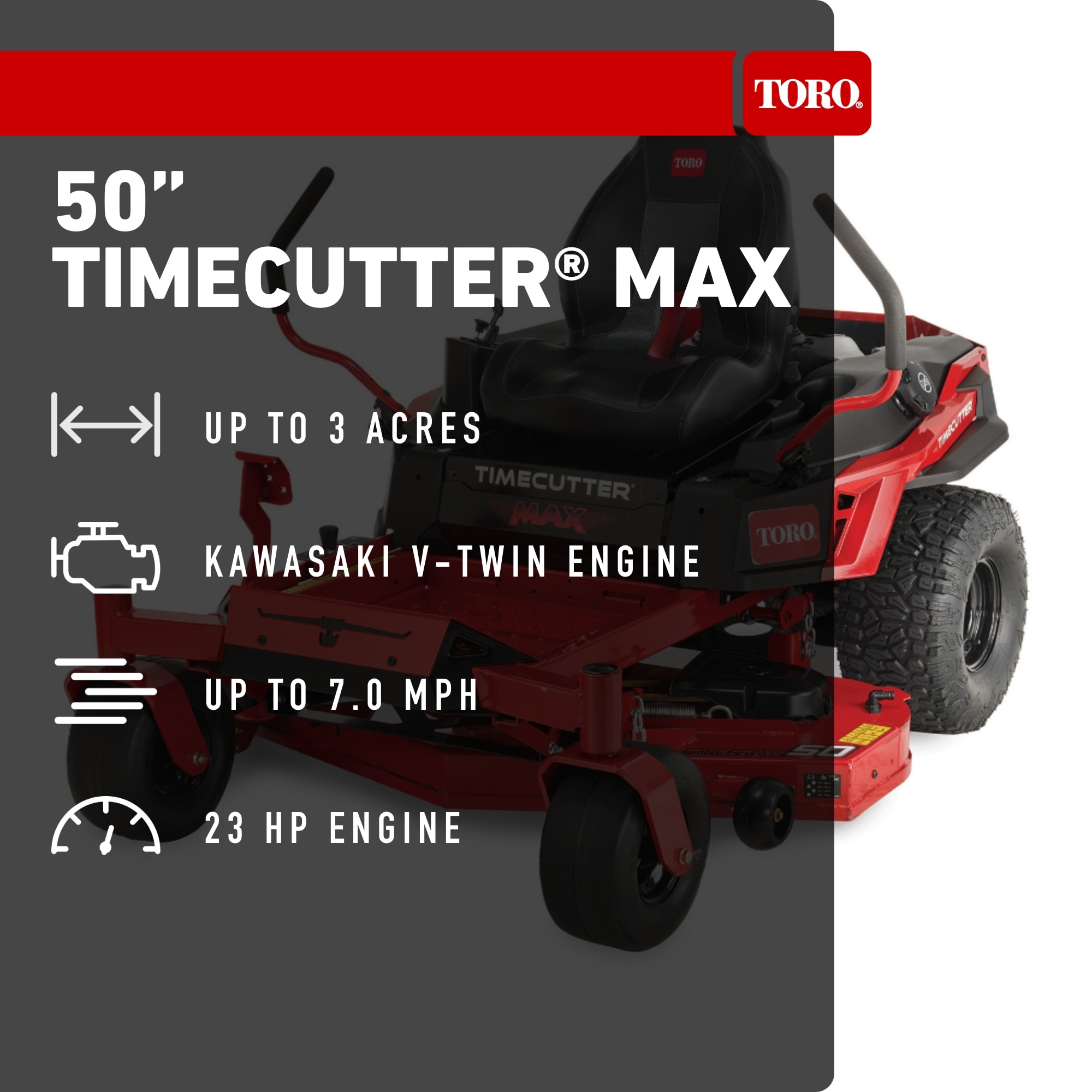 Toro TimeCutter Max 50-in 23 -HP V-twin Gas Zero-turn Riding Lawn Mower